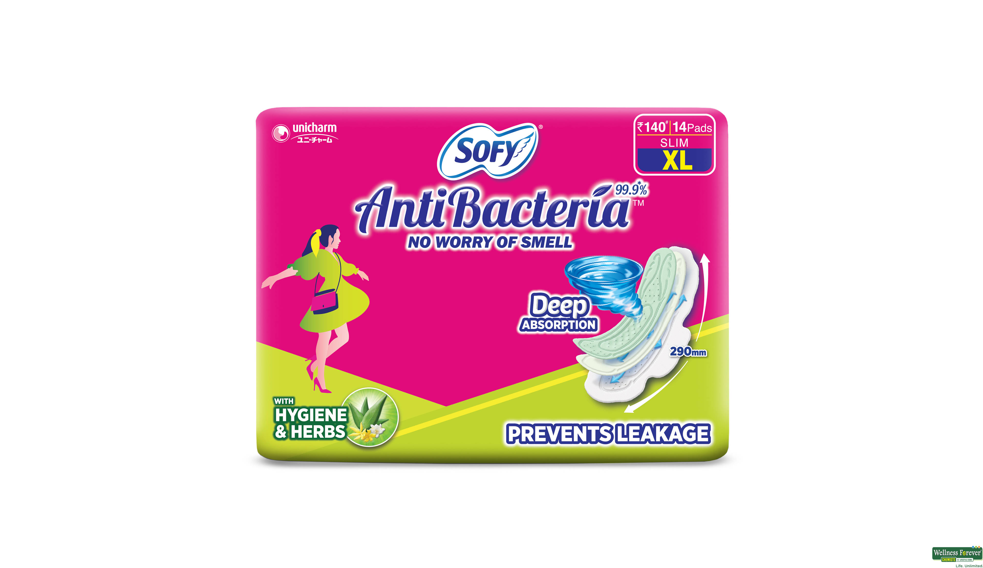 SOFY SA/PAD ANTIBACTERIA XL 14PC- 1, 14PC, 