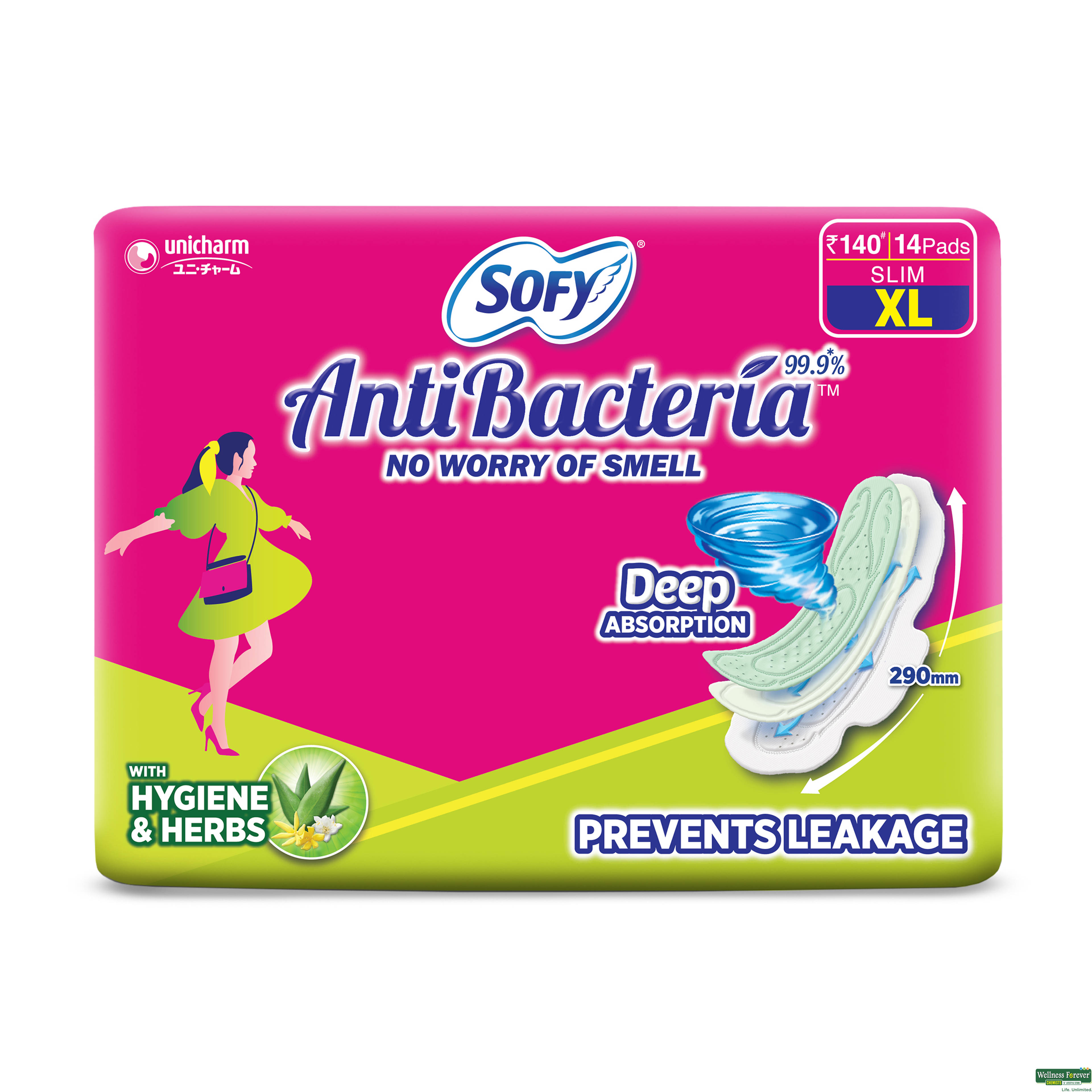 Sofy Sanitary Pad Antibacteria XL, 14 Pieces-image