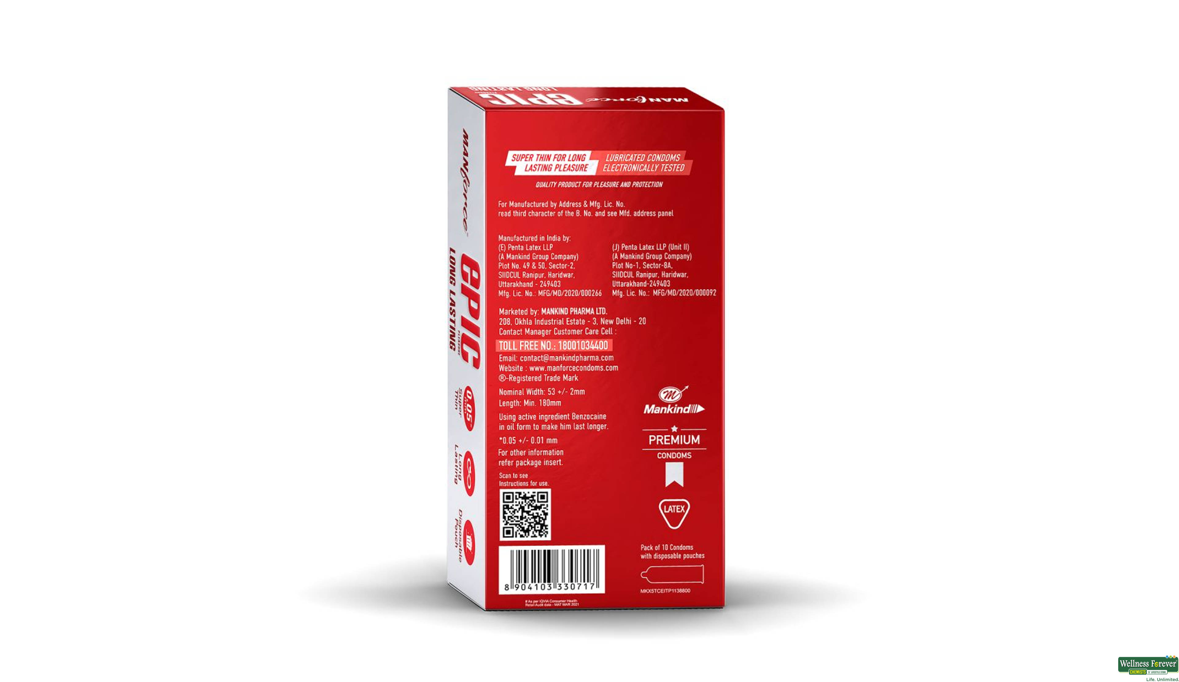 MANFORCE EPIC CONDOMS PLEASURE LONG LASTING 10PC- 2, 10PC, null