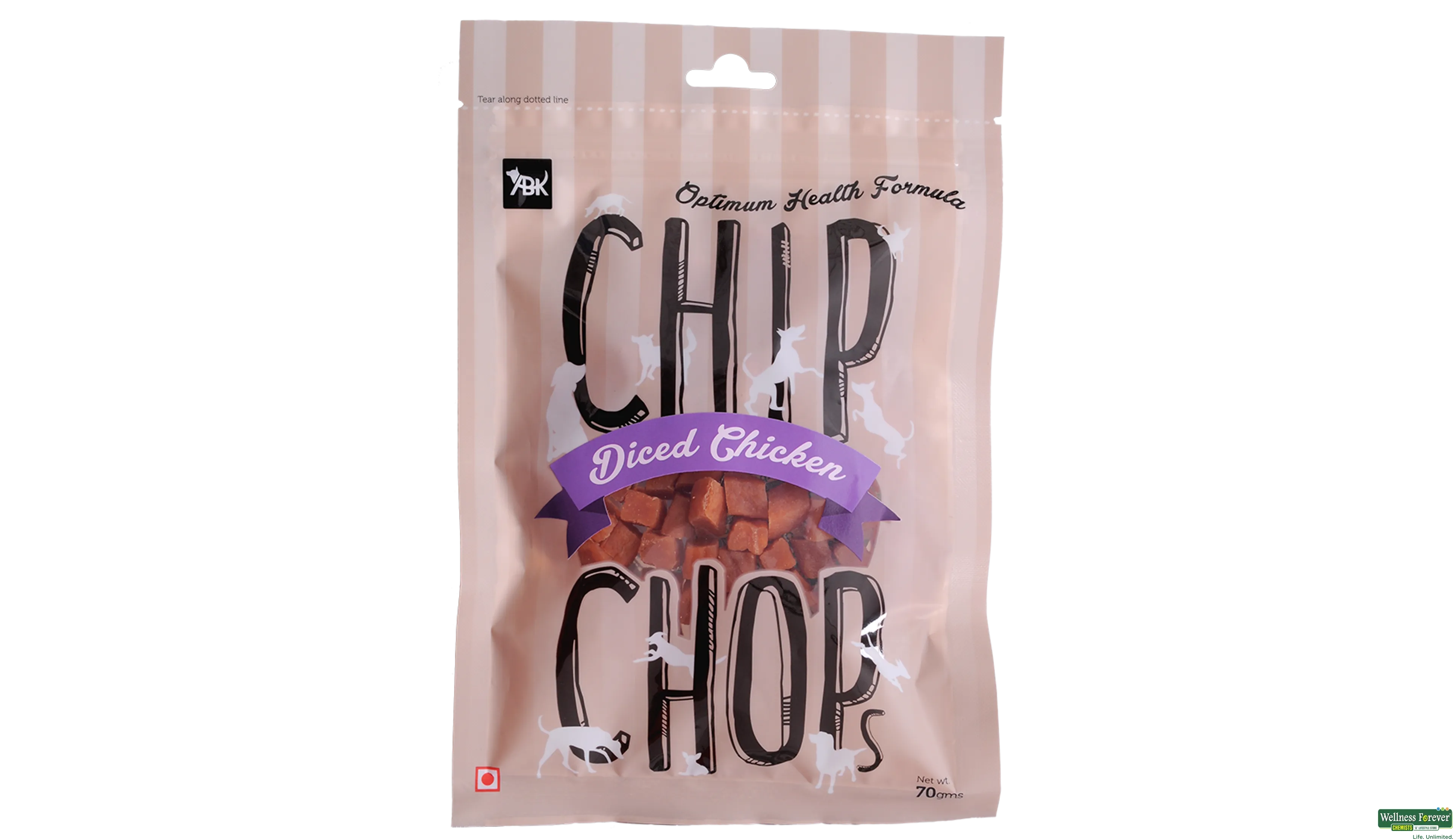 CHIP CHOPS DICED CHICKEN 70GM- 1, 1PC, null