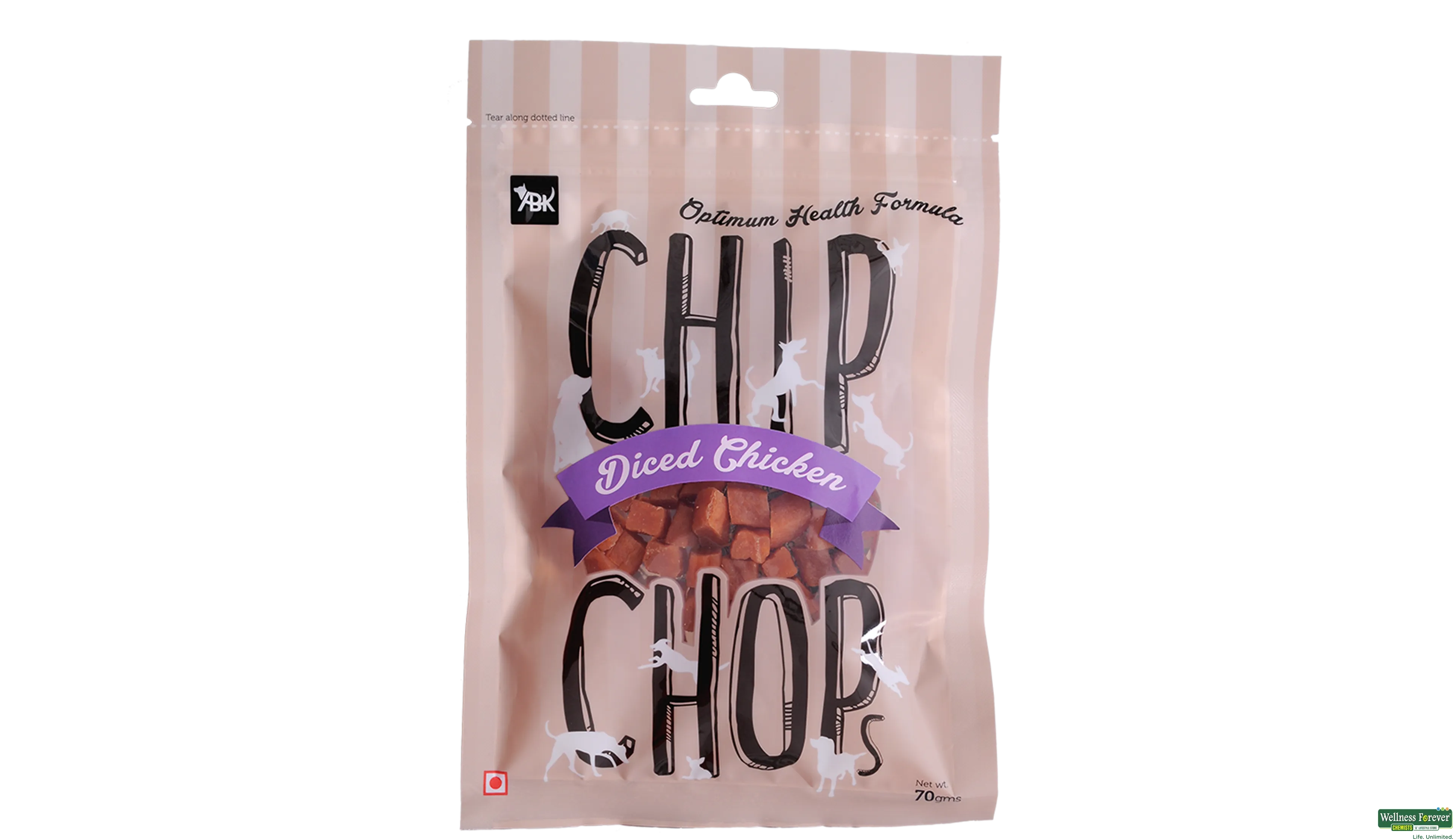 CHIP CHOPS ROAST CHICKEN STRIPS 70GM- 1, 1PC, null