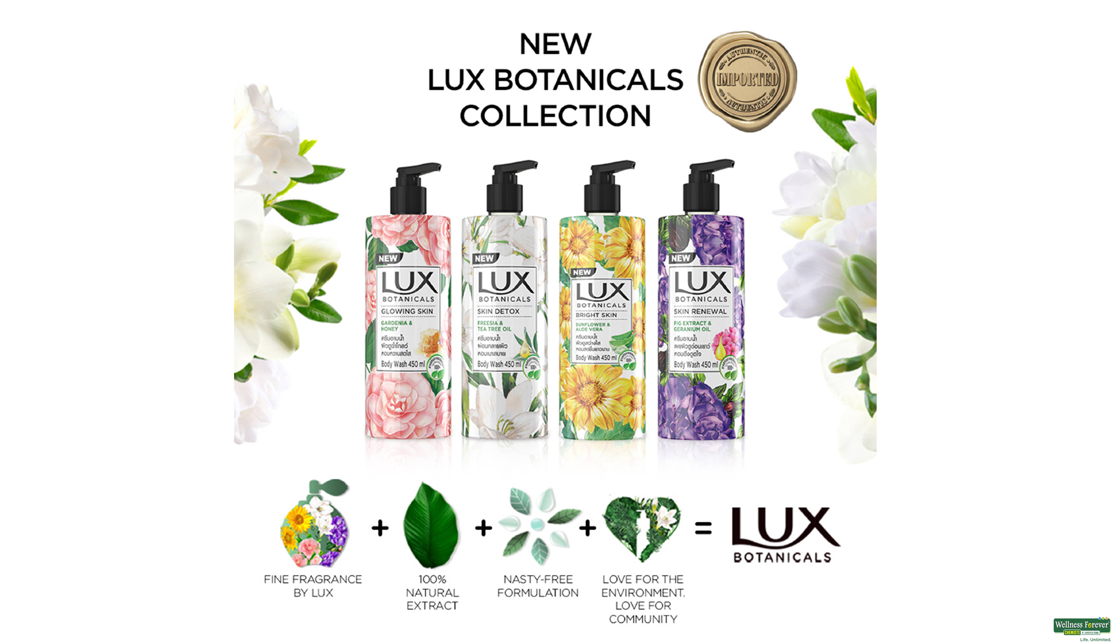 LUX BOTNICALS SKIN TEA TRE B/WASH 450ML- 7, 450ML, null