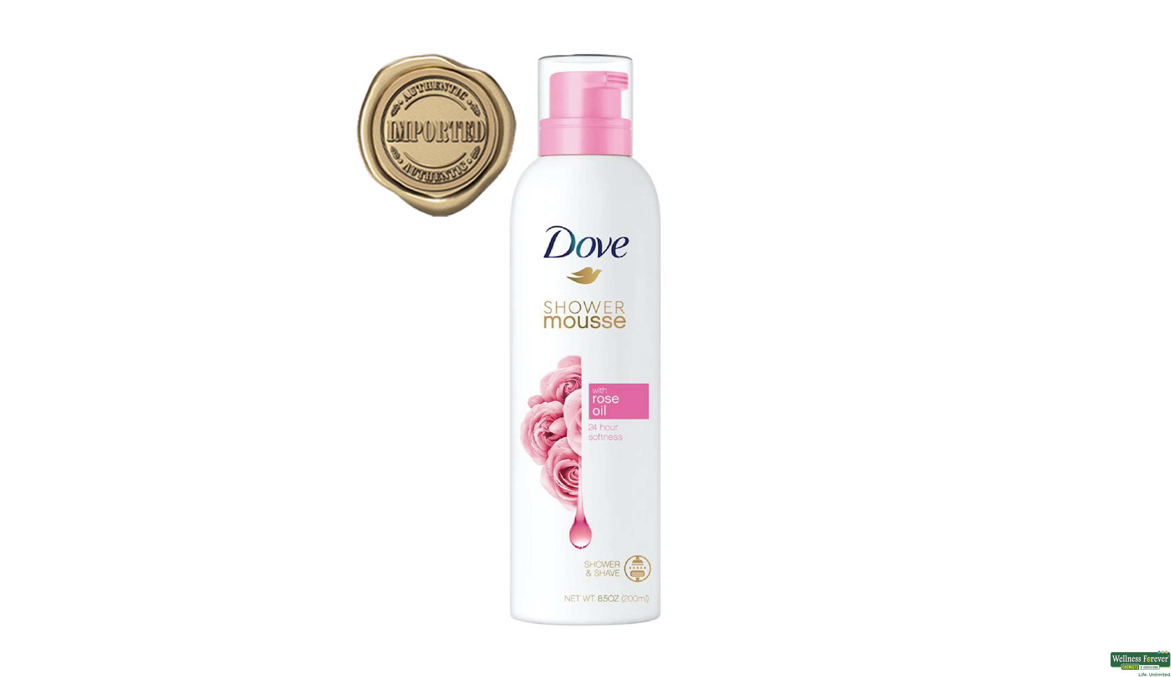 DOVE SHOWER MOUSSE WITH ROSE OIL 200ML- 2, 200ML, null