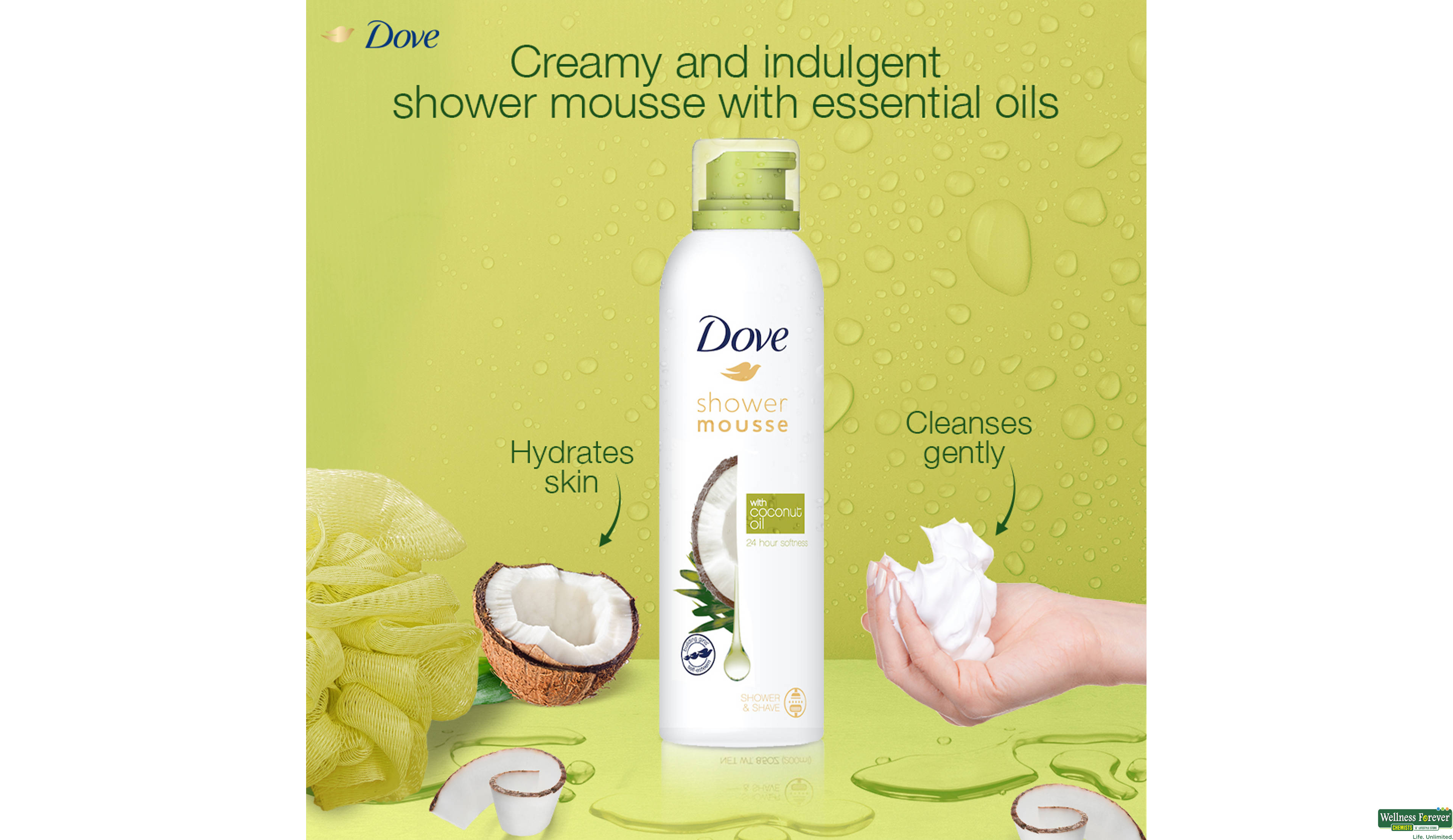 DOVE SHOWER MOUSSE WITH COCONUT OIL 2000- 4, 200ML, null