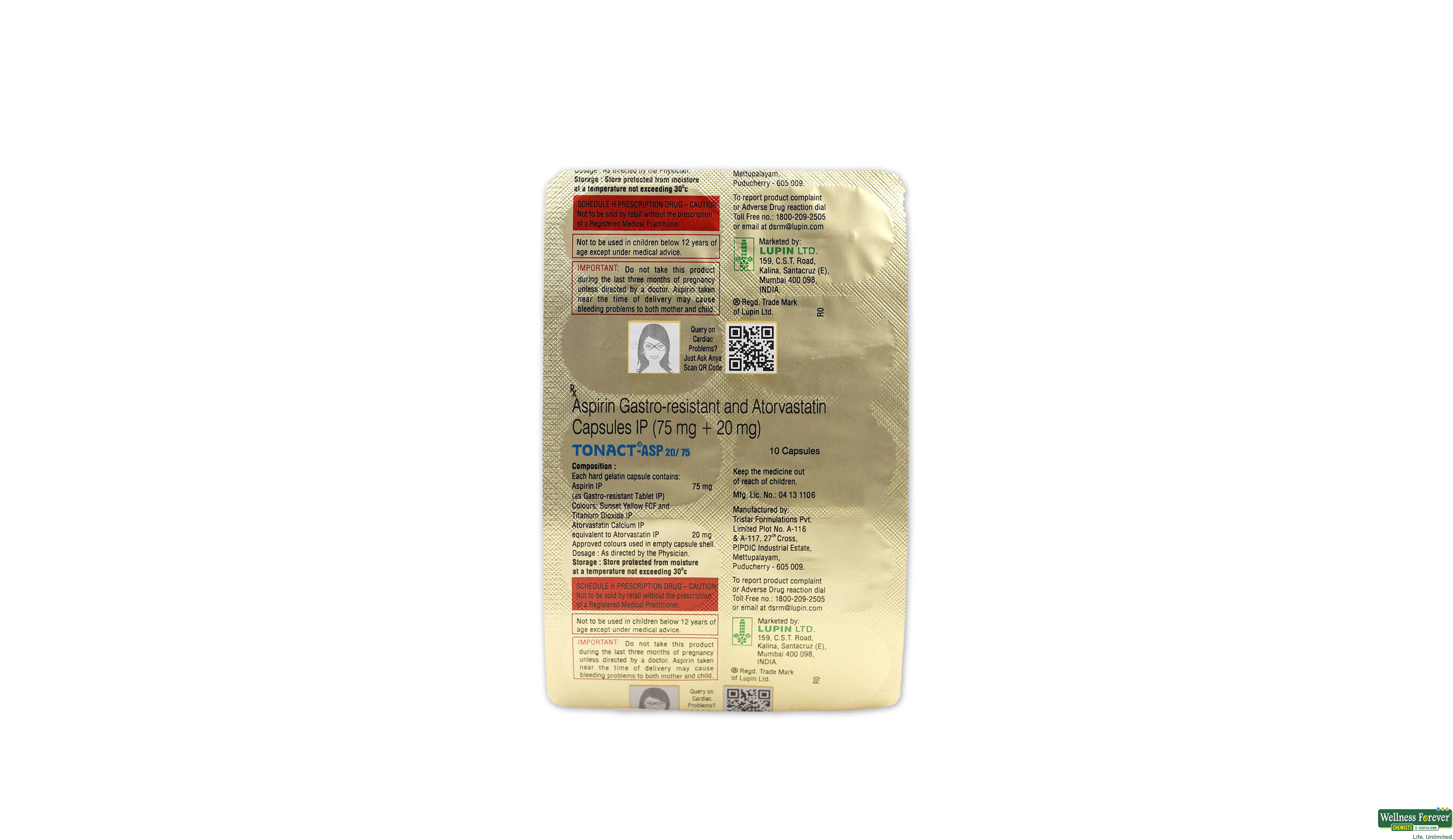 TONACT-ASP 20/75MG 10CAP- 1, 10CAP, 