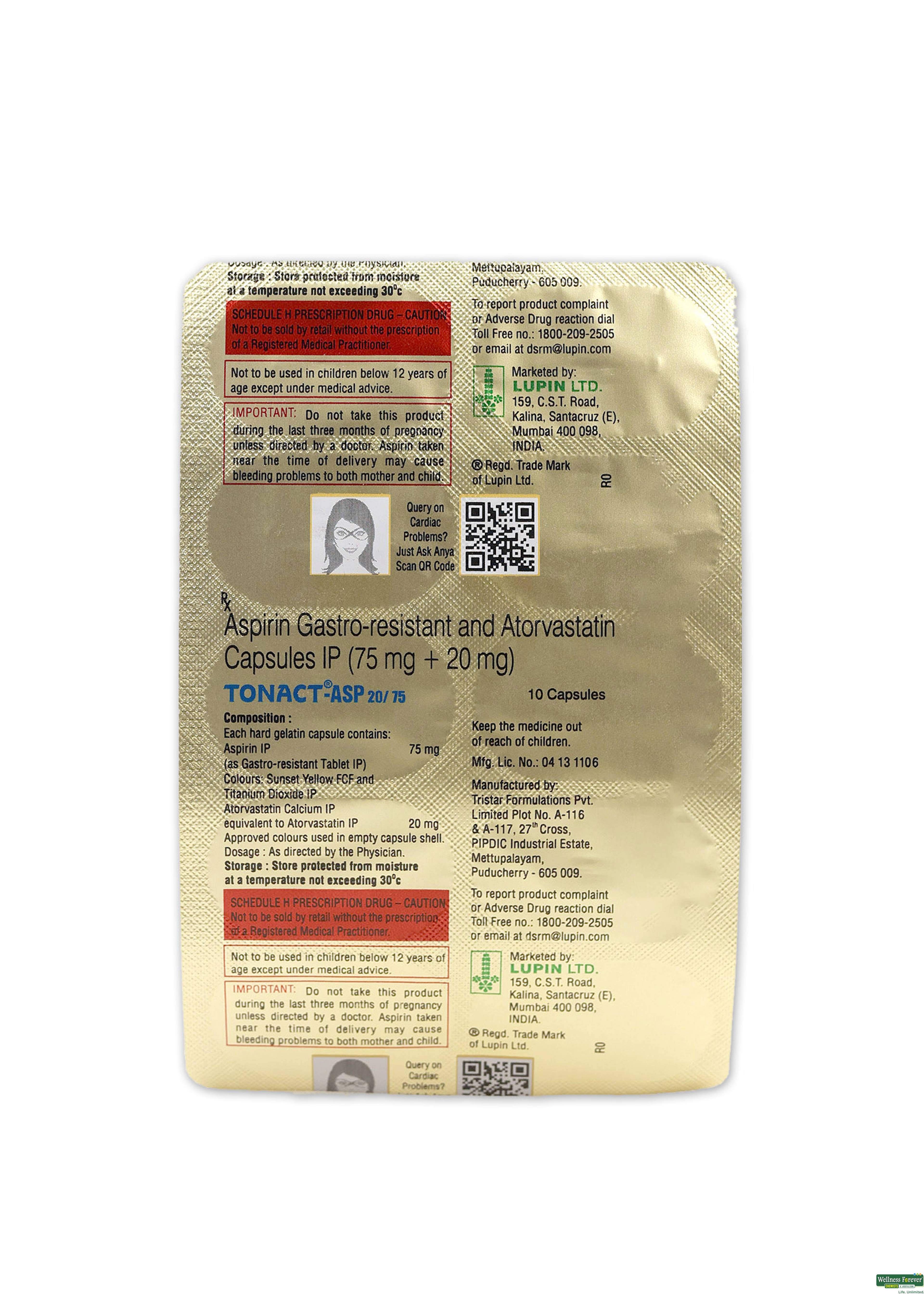 Tonact-ASP 20/75Mg 10 Capsules-image