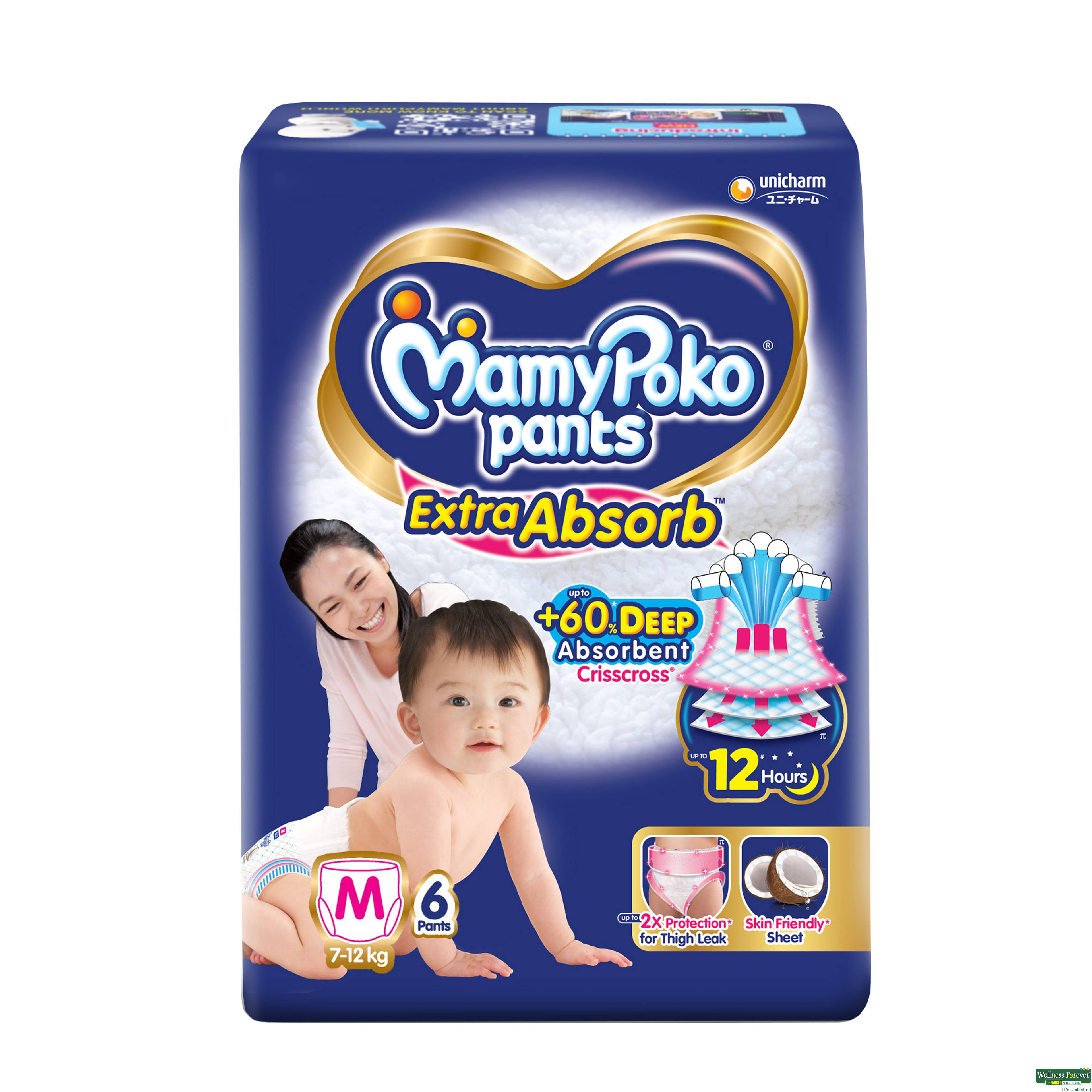 Mamypoko Extra Absorb Diapers Pants M, 6 Pieces-image