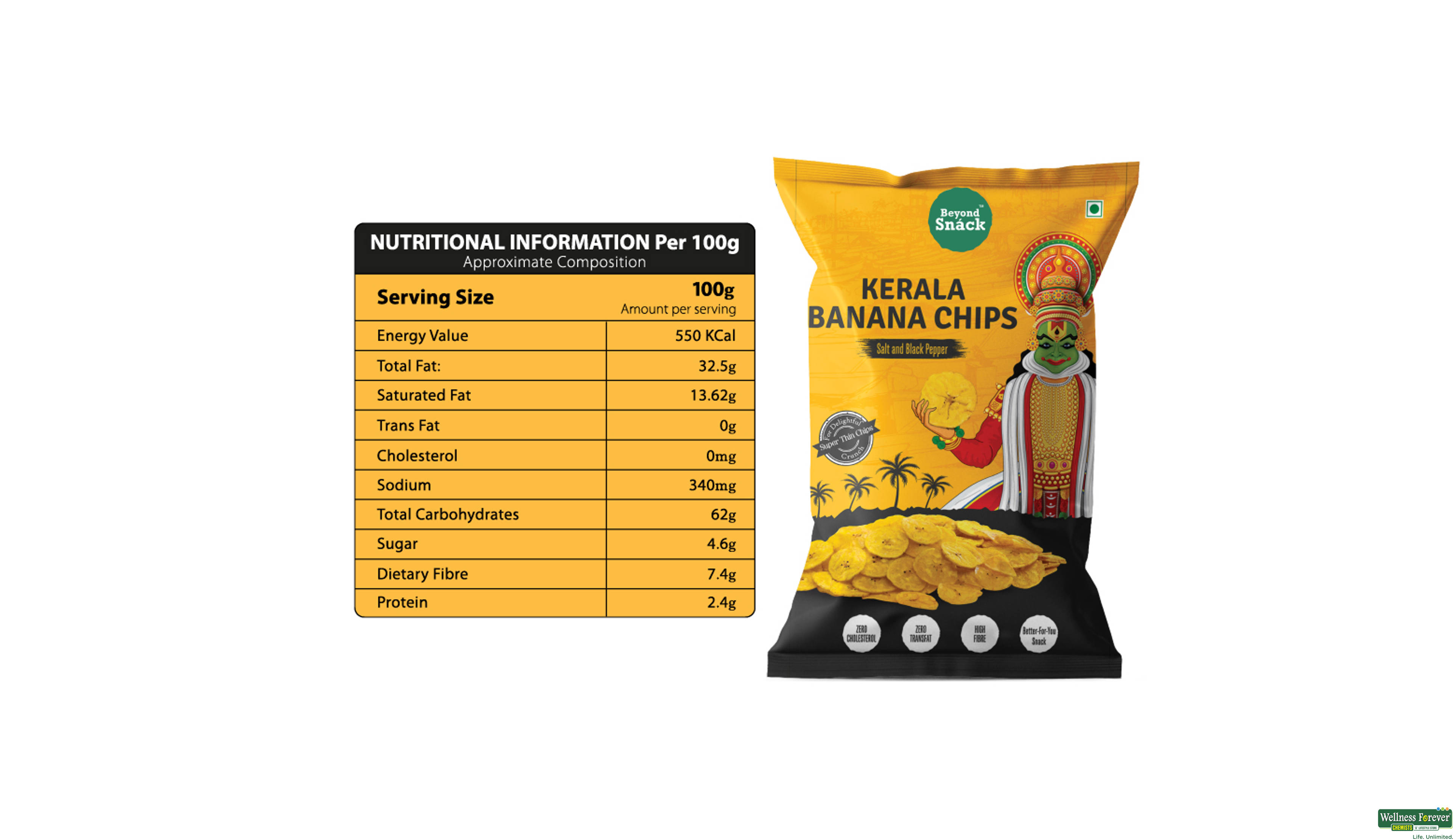 BEYOND SNACK BANANA BLACKSALTCHIPS 75GM- 3, 75GM, 