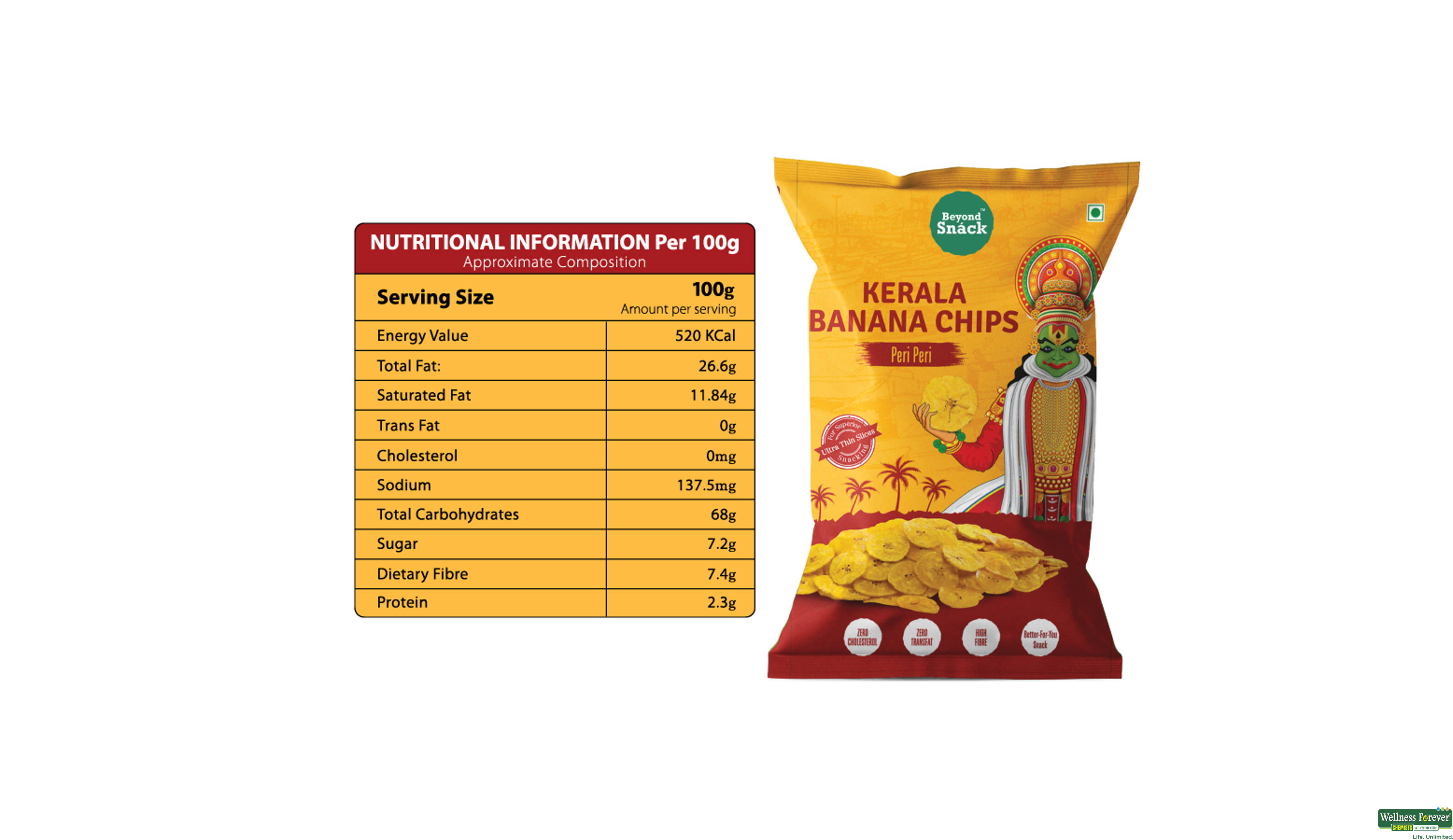 BEYOND SNACK BANANA PERI PERI CHIPS 75GM- 3, 75GM, 