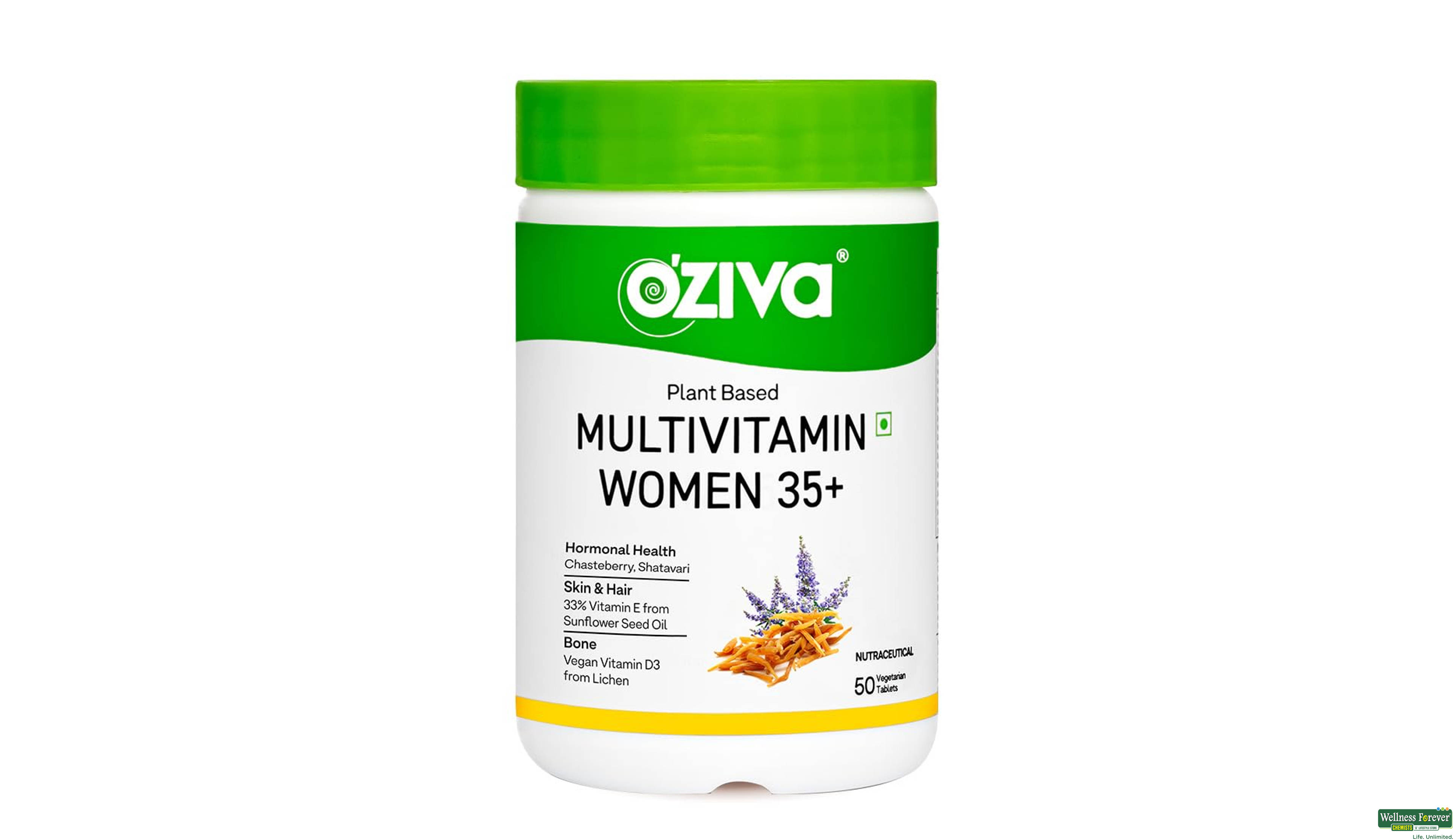 OZIVA PLANT BASED MULTIVITAMINS FOR 35+ WOMEN 50TAB- 1, 50TAB, 