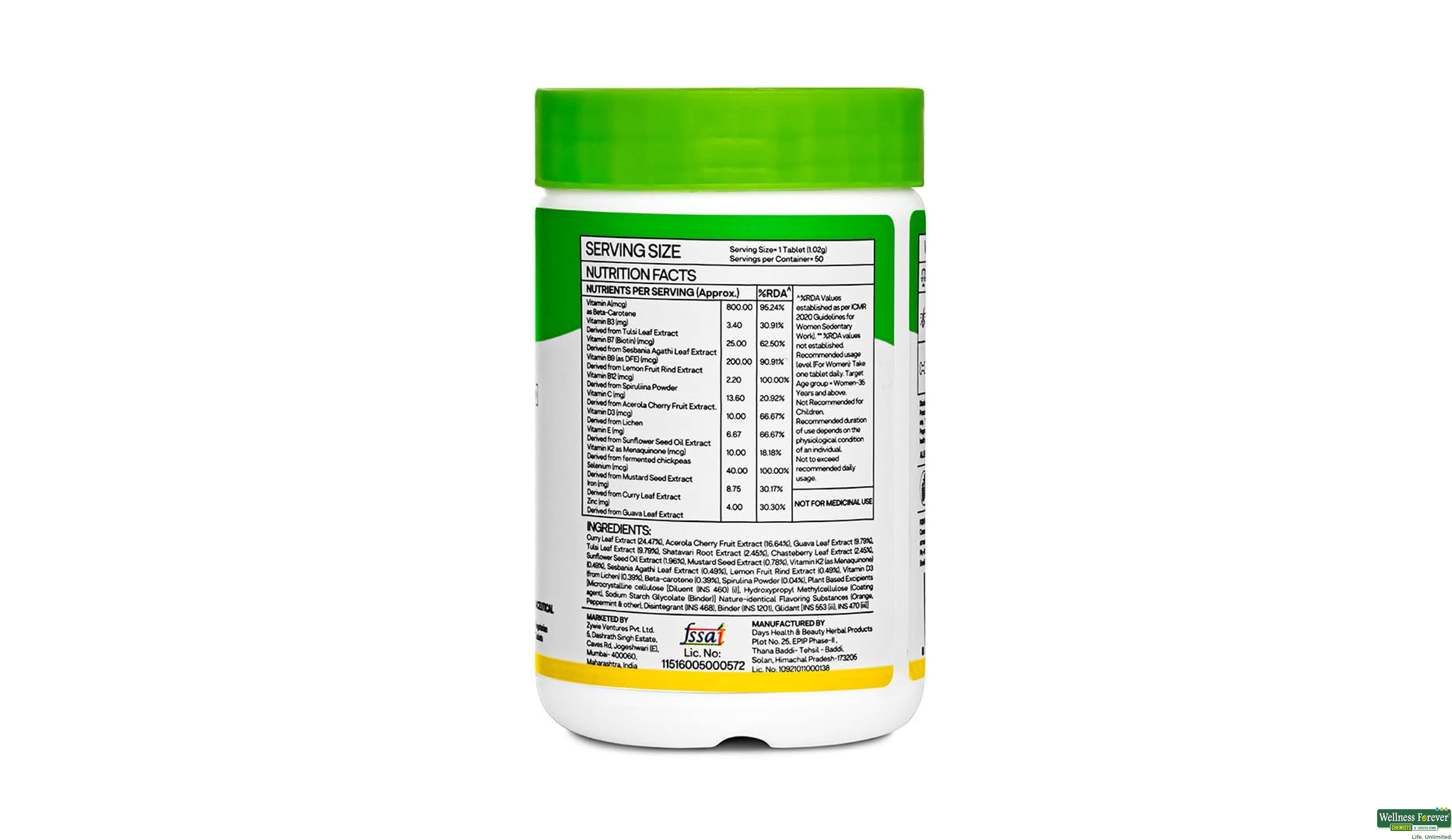 OZIVA PLANT BASED MULTIVITAMINS FOR 35+ WOMEN 50TAB- 3, 50TAB, 