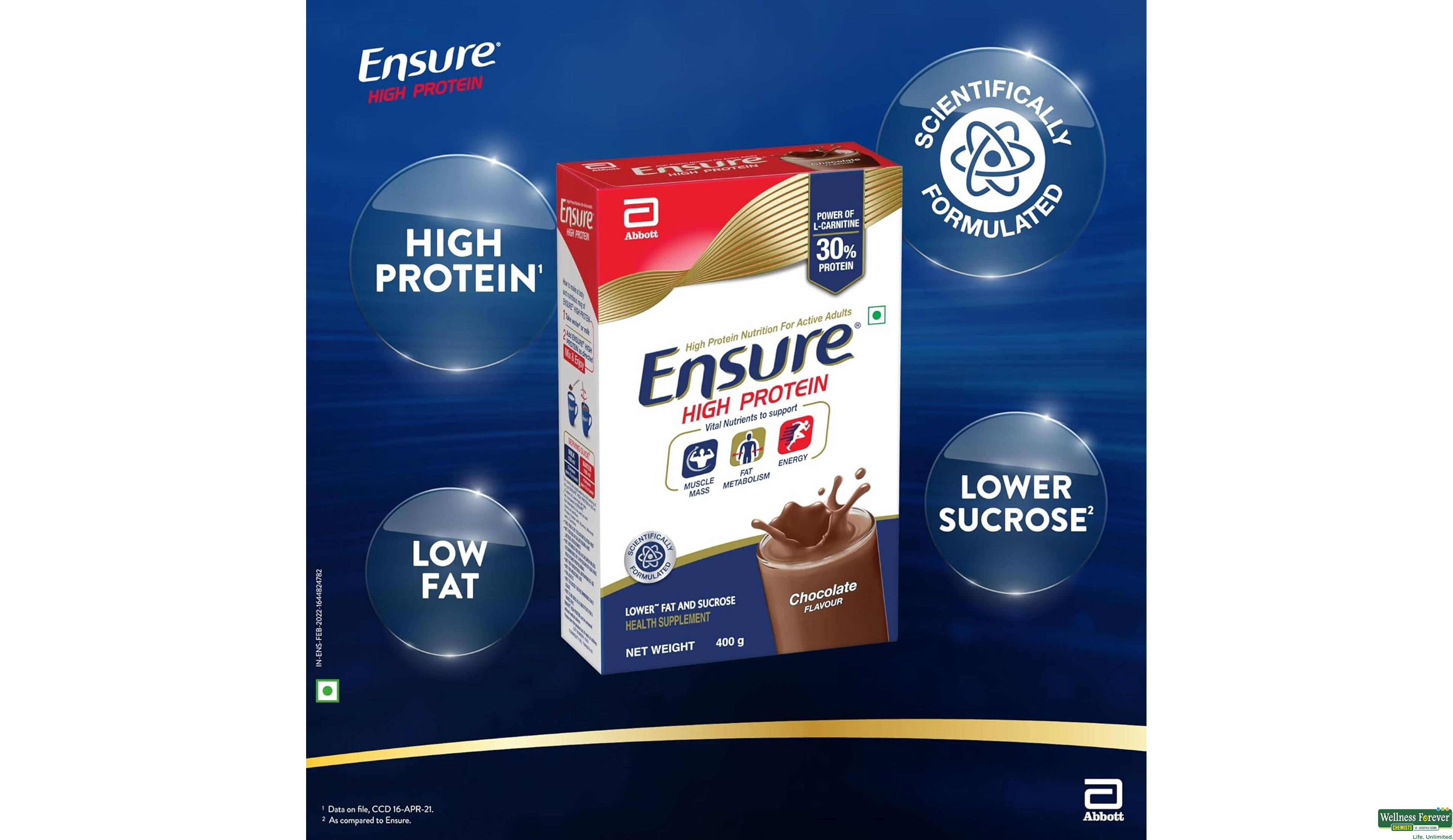 ENSURE HIGH PROTEIN CHOCOLATE 400GM- 4, 400GM, 