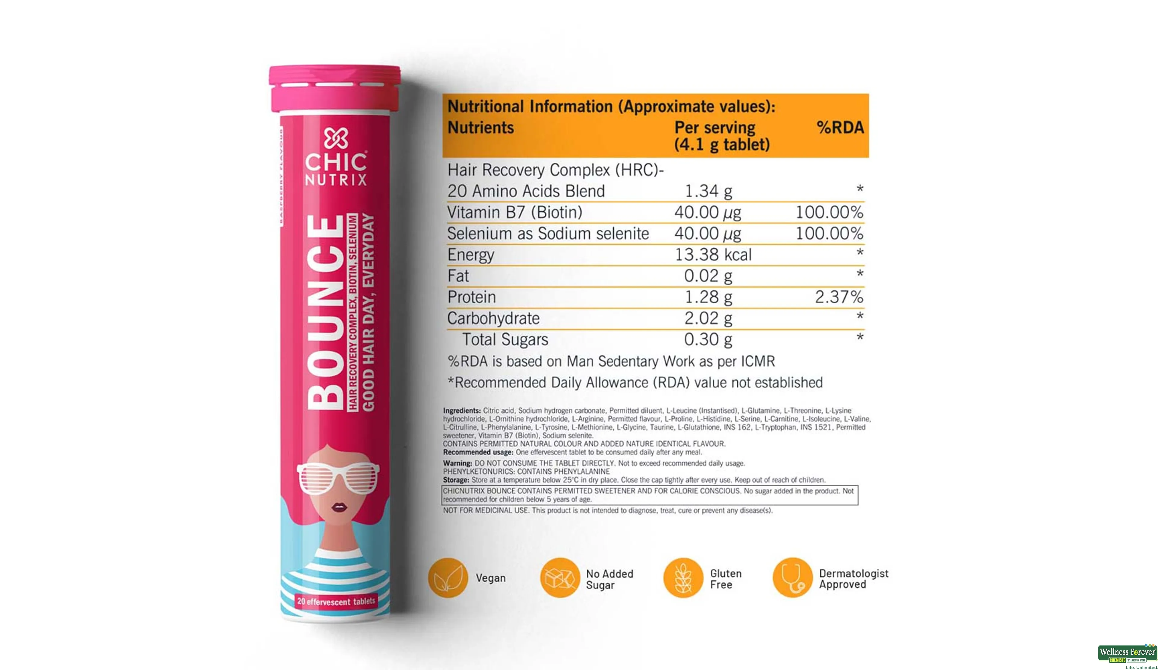 CHICNUTRIX BOUNCE RASPBERRY 20TAB- 2, 20TAB, 