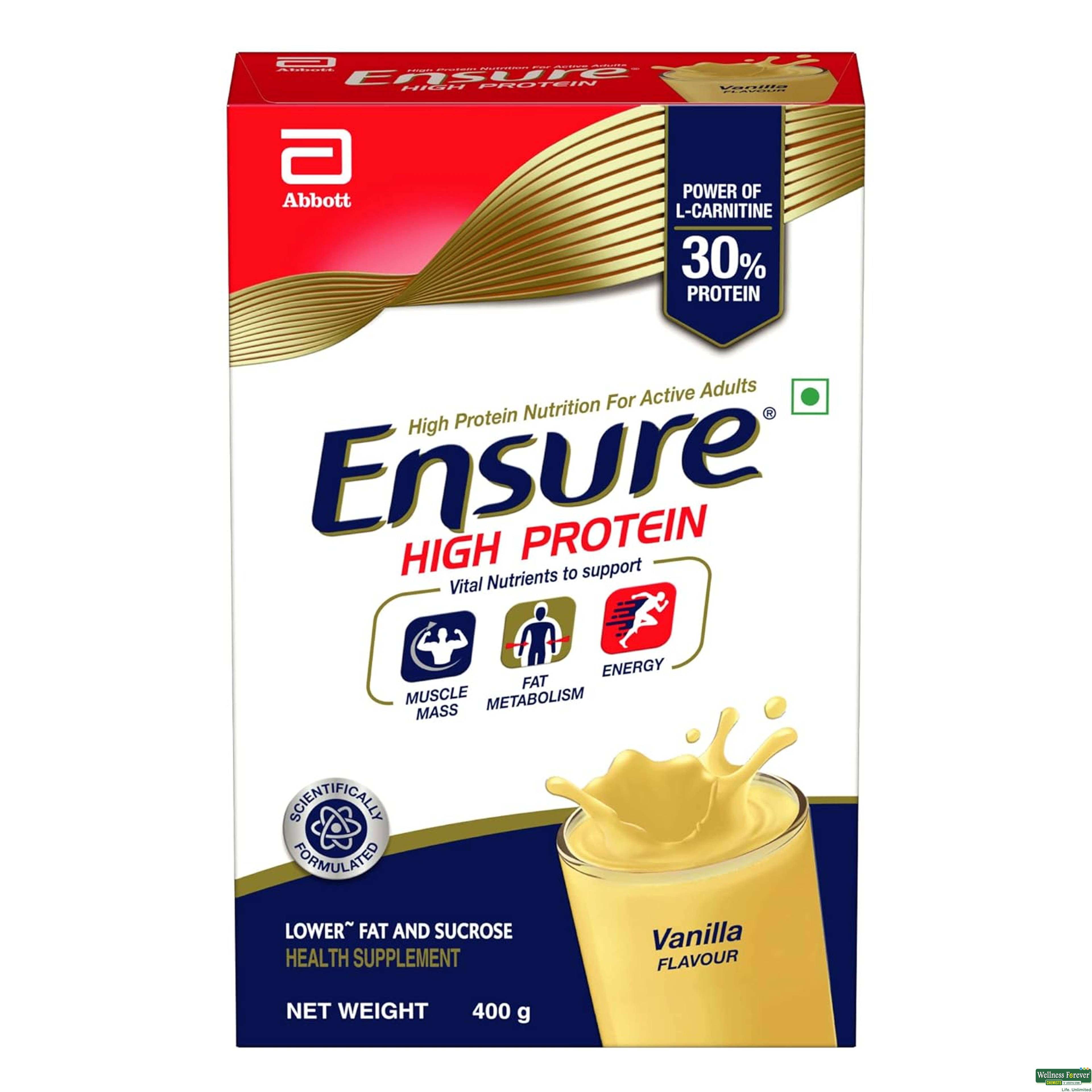 Ensure High Protein Drink for Physically Active Adults - Vanilla 400g-image
