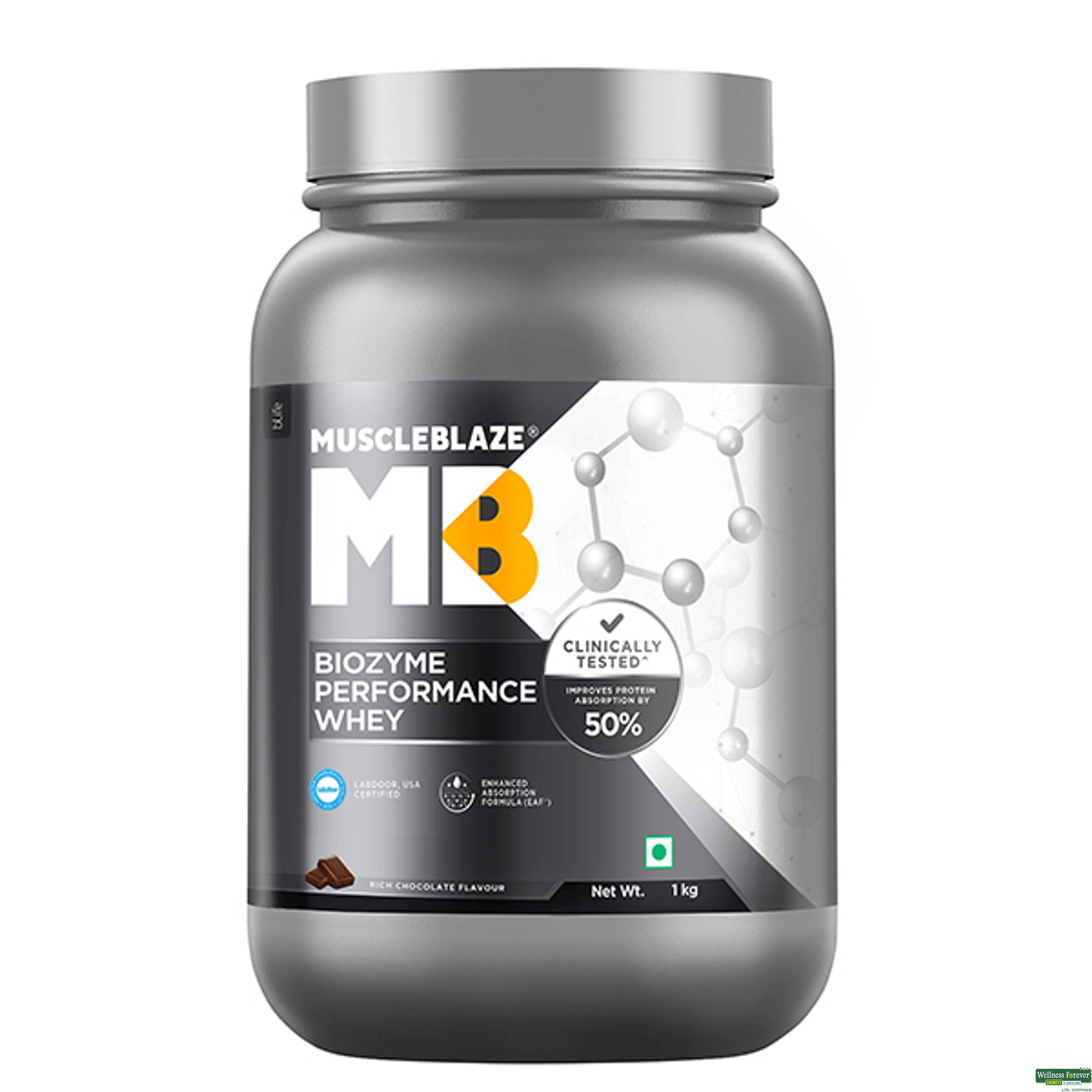 Muscleblaze Biozyme Performance Whey Protein Rich Chocolate 1 kg-image