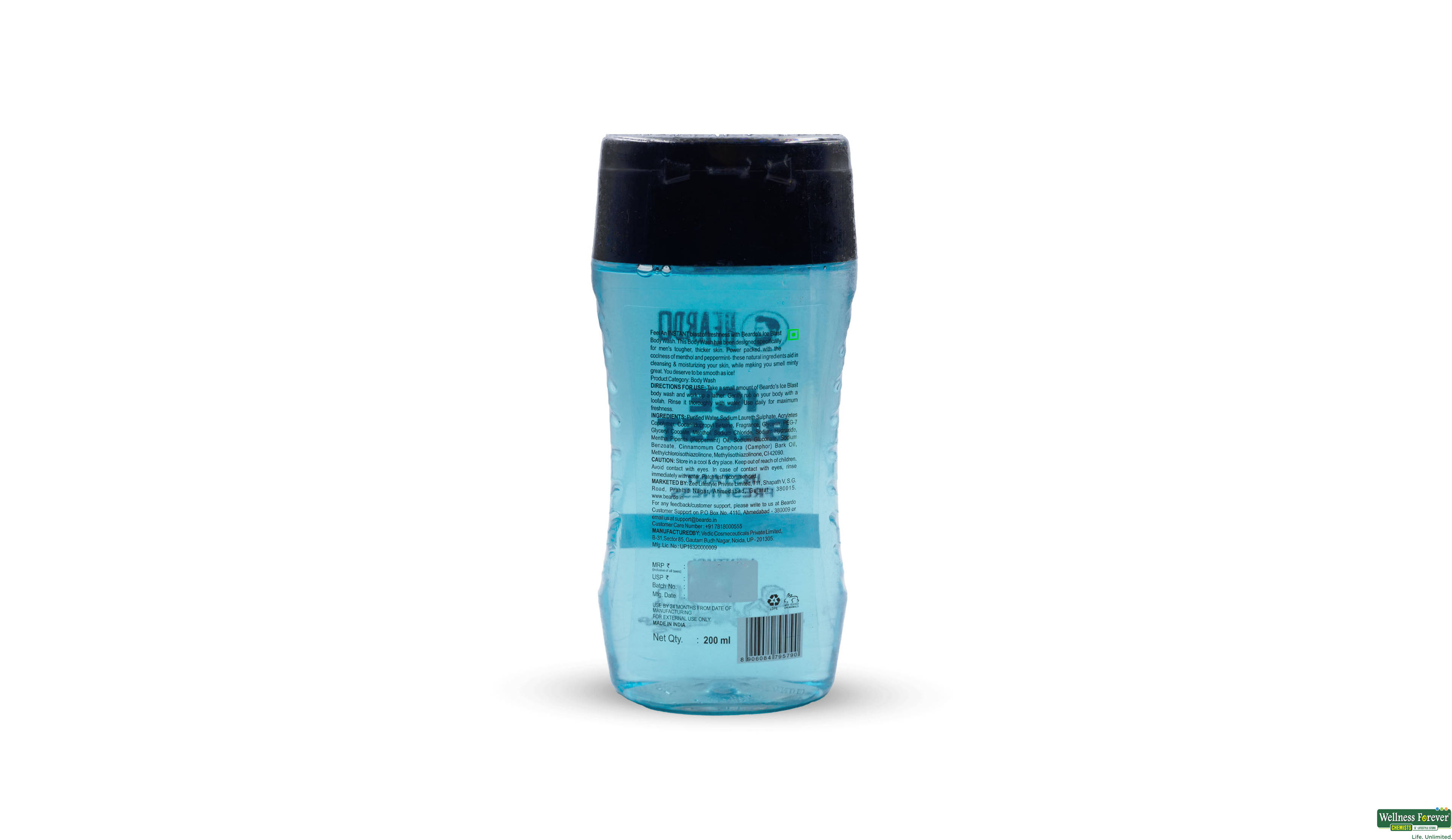 BEARDO B/WASH ICE BLAST 200ML- 2, 200ML, 