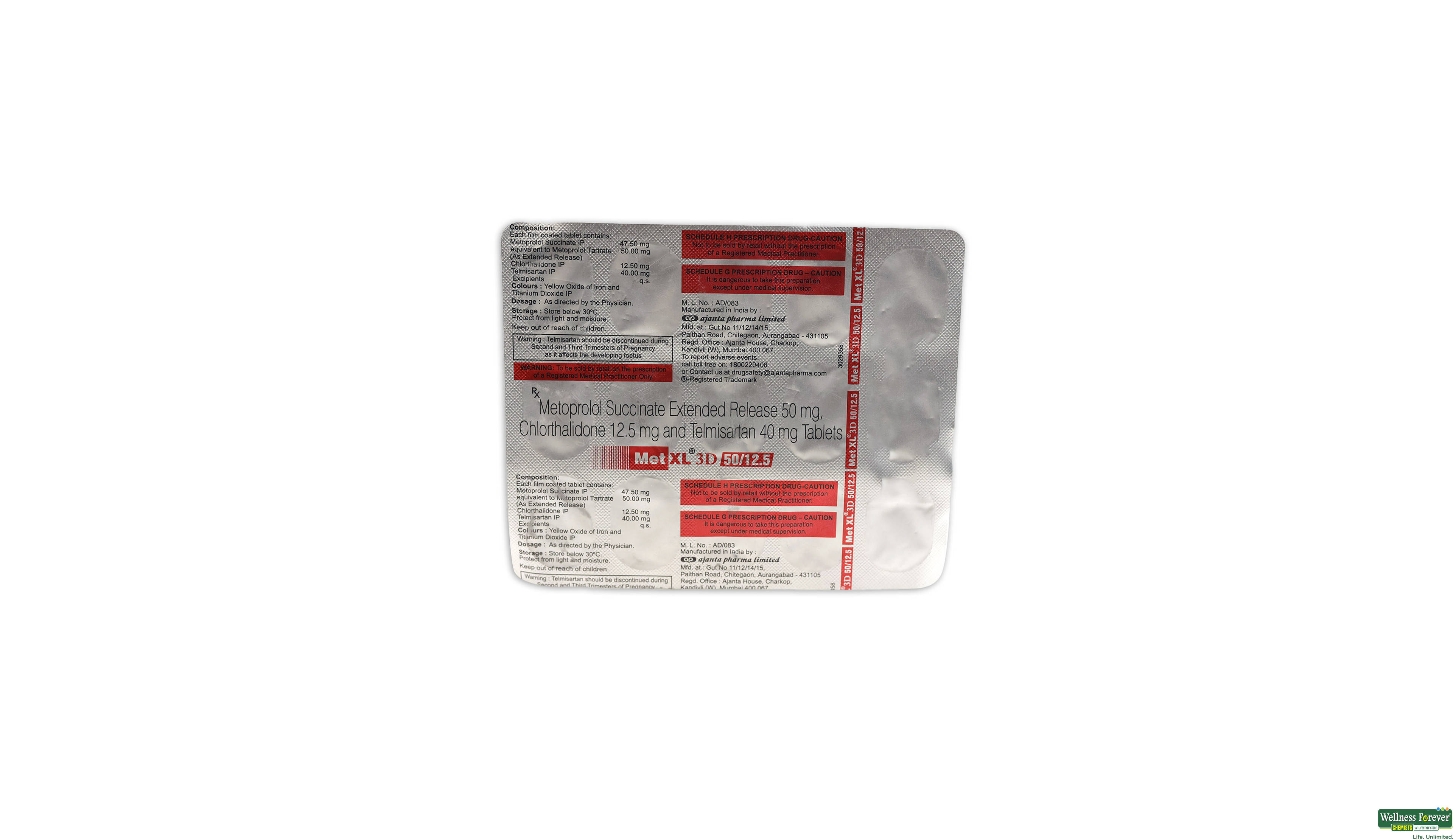 MET-XL 3D 50/12.5MG 15TAB- 1, 15TAB, 