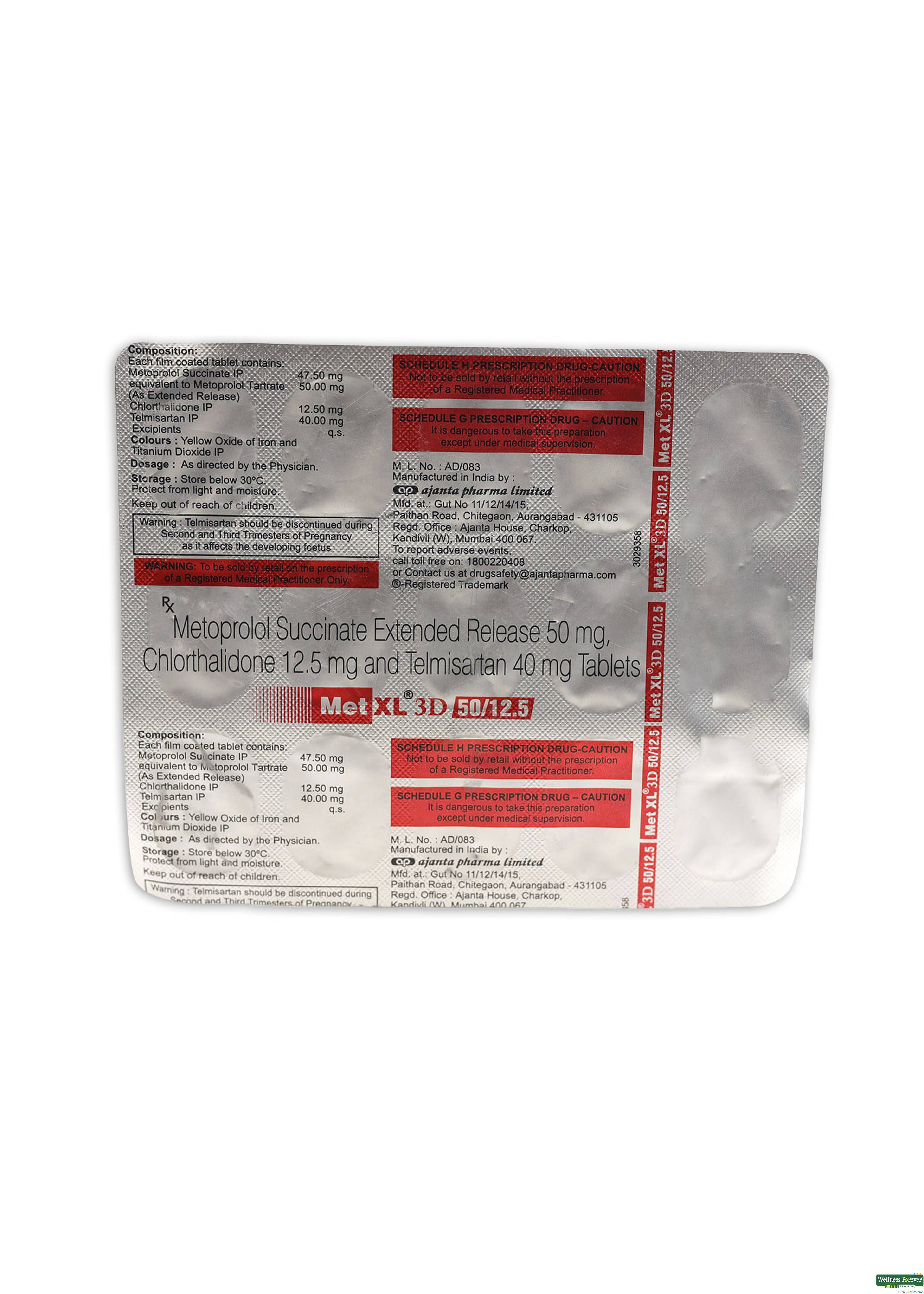 Met-XL 3D 50/12.5Mg 15 Tablets-image