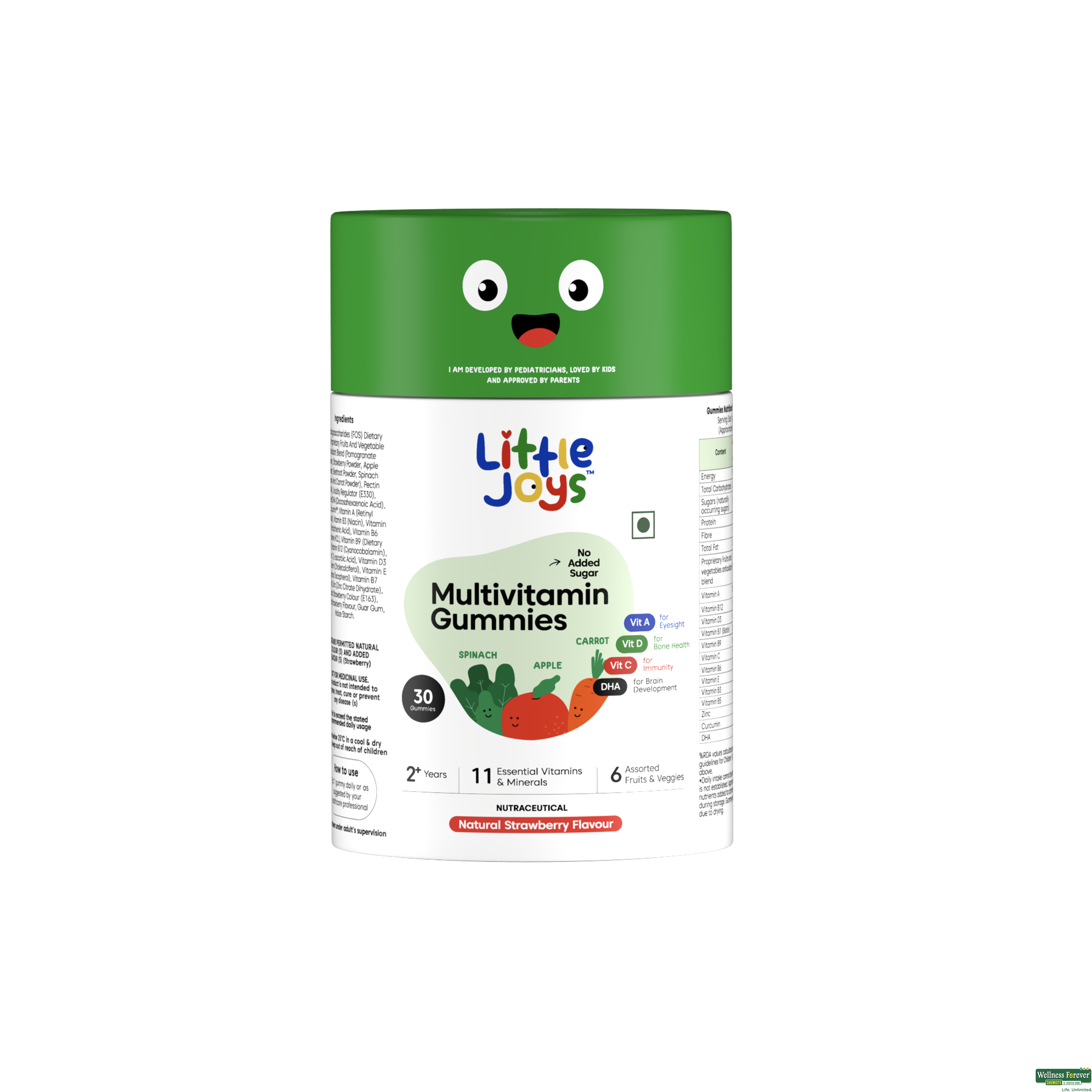 Little Joys Multivitamingummies 2+ Years | 30 Days Pack | With 11 essential vitamins & minerals | No Sugar Added | Strawberry Flavour | Boosts Immunity Bone Density & Eyesight-image