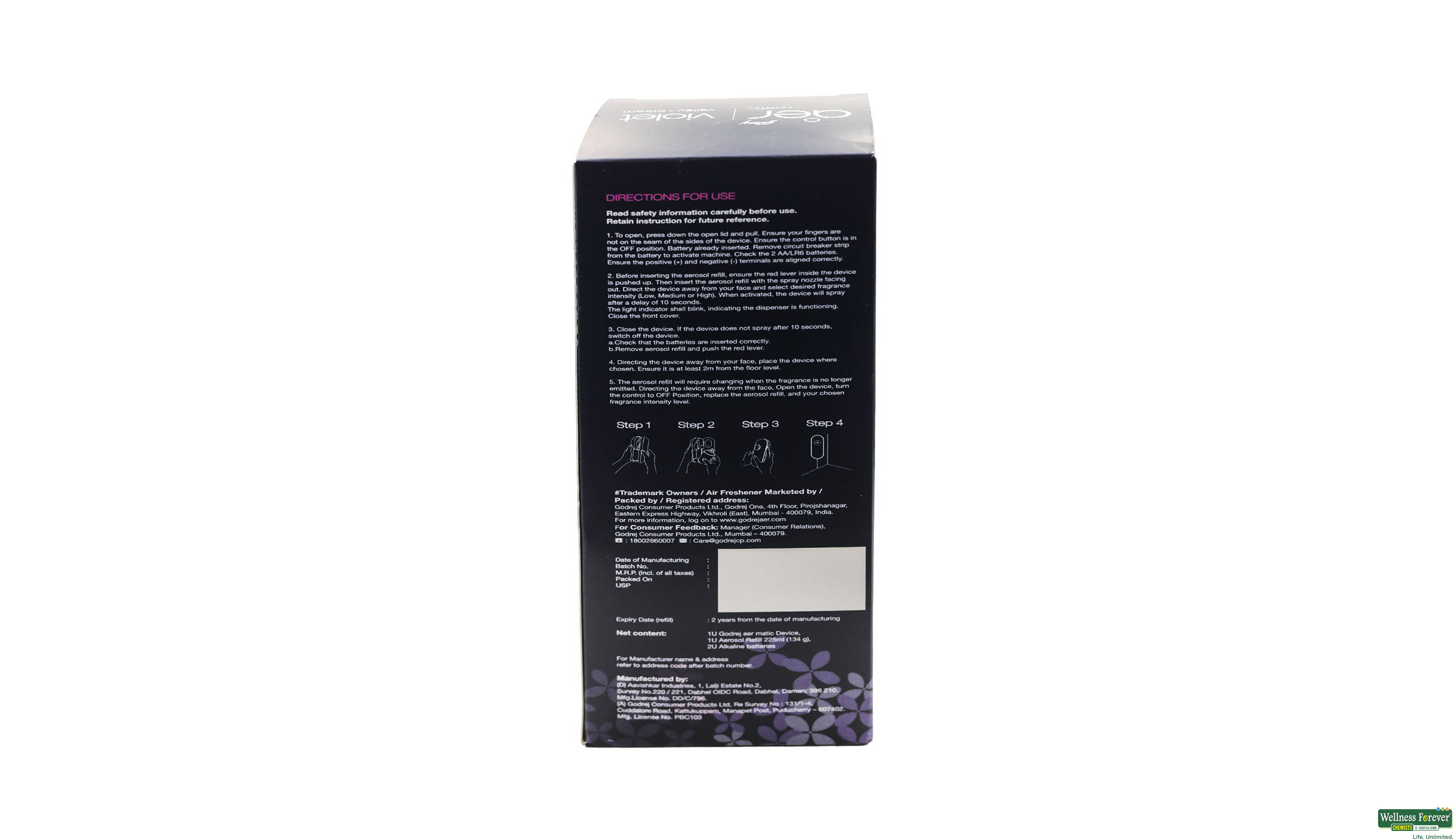 GOD AER MATIC VIOLET MACHINE+REFIL 225ML- 4, 225ML, 
