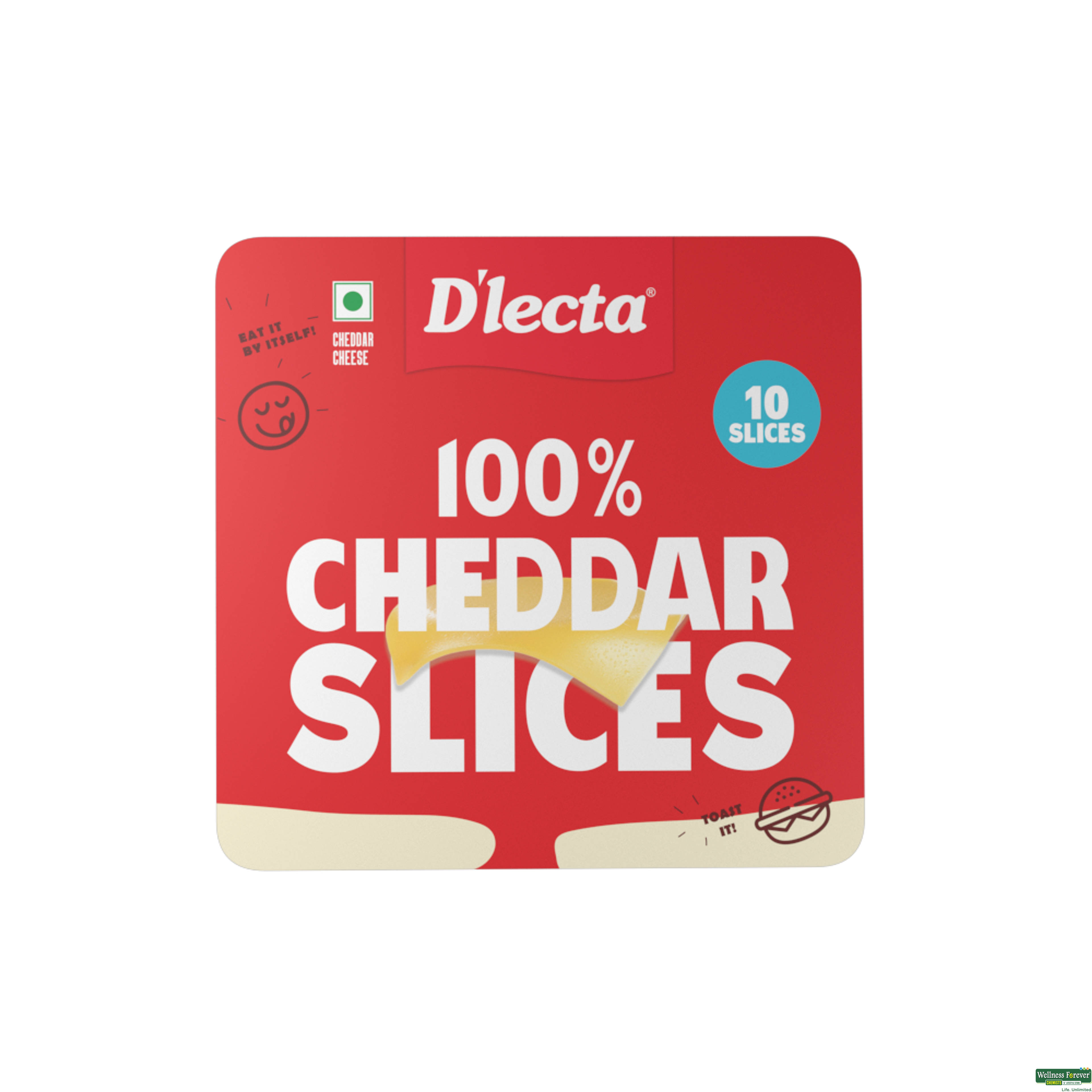 D'lecta Natural Cheddar Cheese Slices, 200 g-image