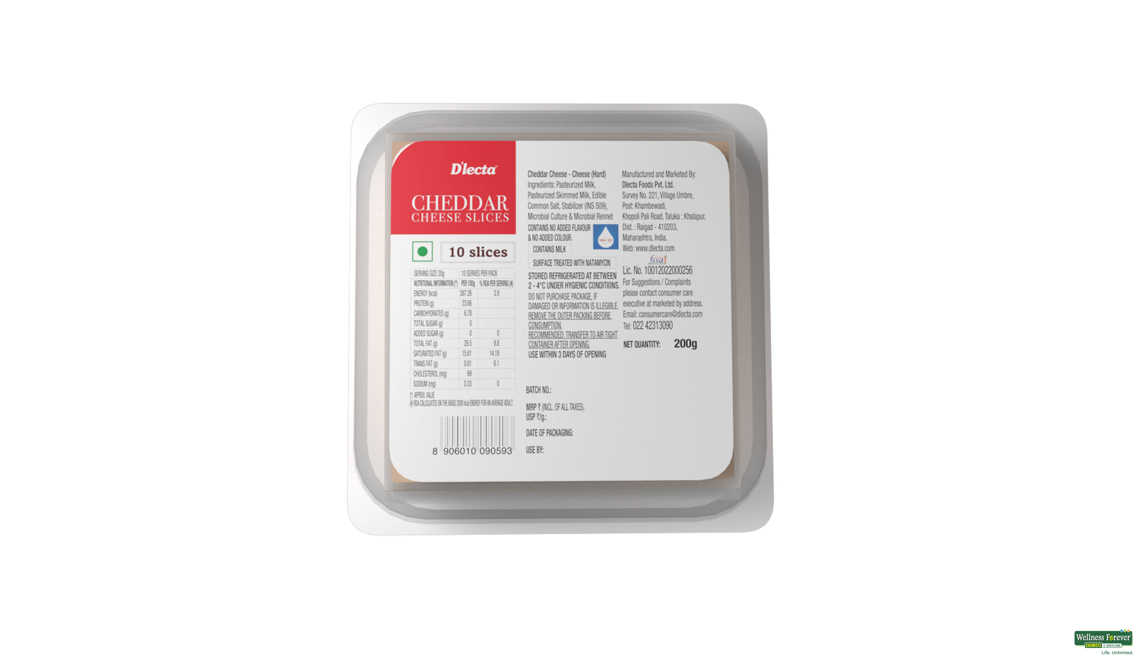 DLECTA NATURAL CHEDDAR SLICES 200GM- 2, 200GM, 