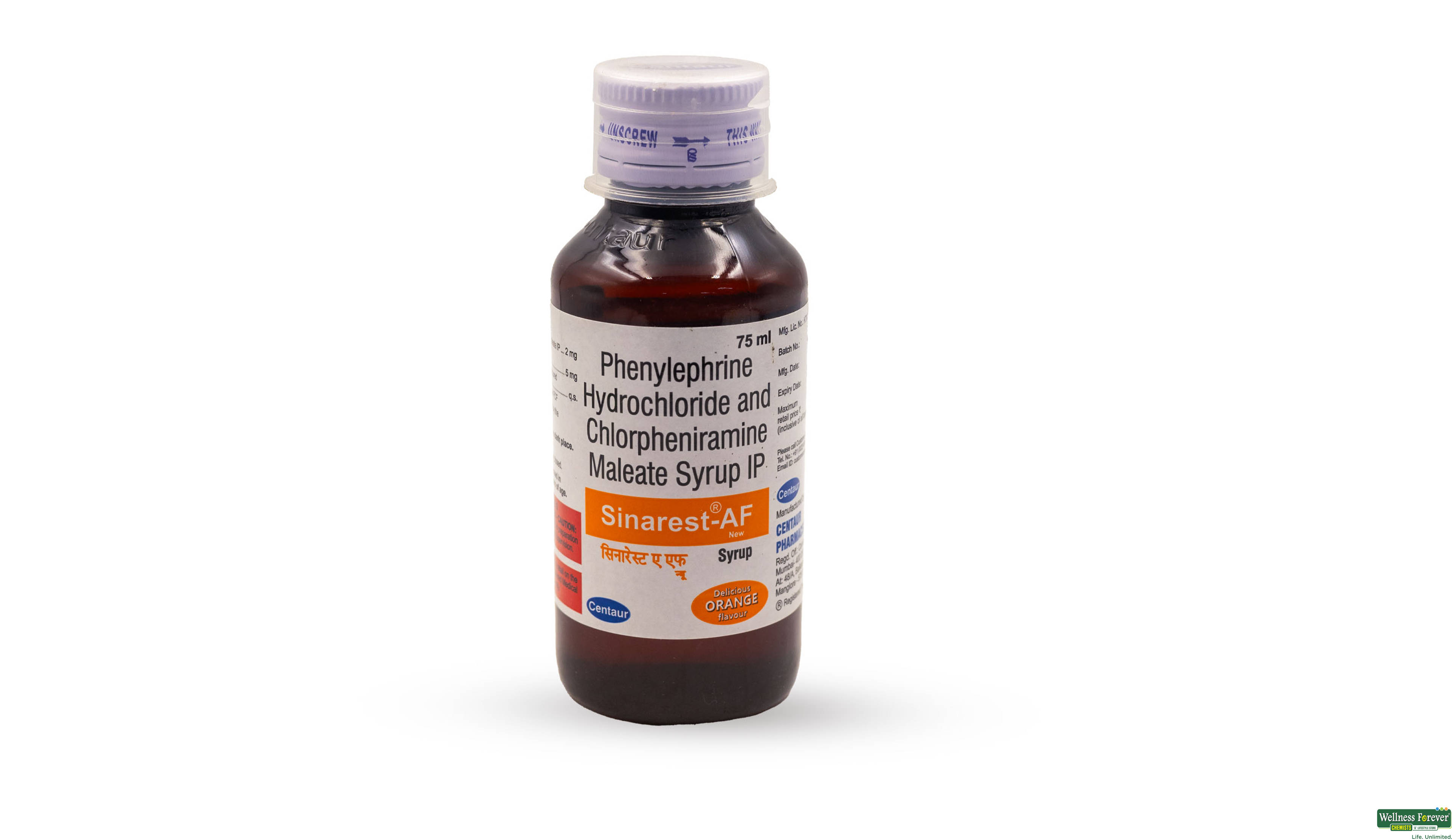 SINAREST-AF NEW SYP 75ML- 1, 75ML, Alcohol-free and non-drowsy formula
Quick relief from nasal congestion and runny nose
Suitable for both adults and children
Pleasant taste for easy administration