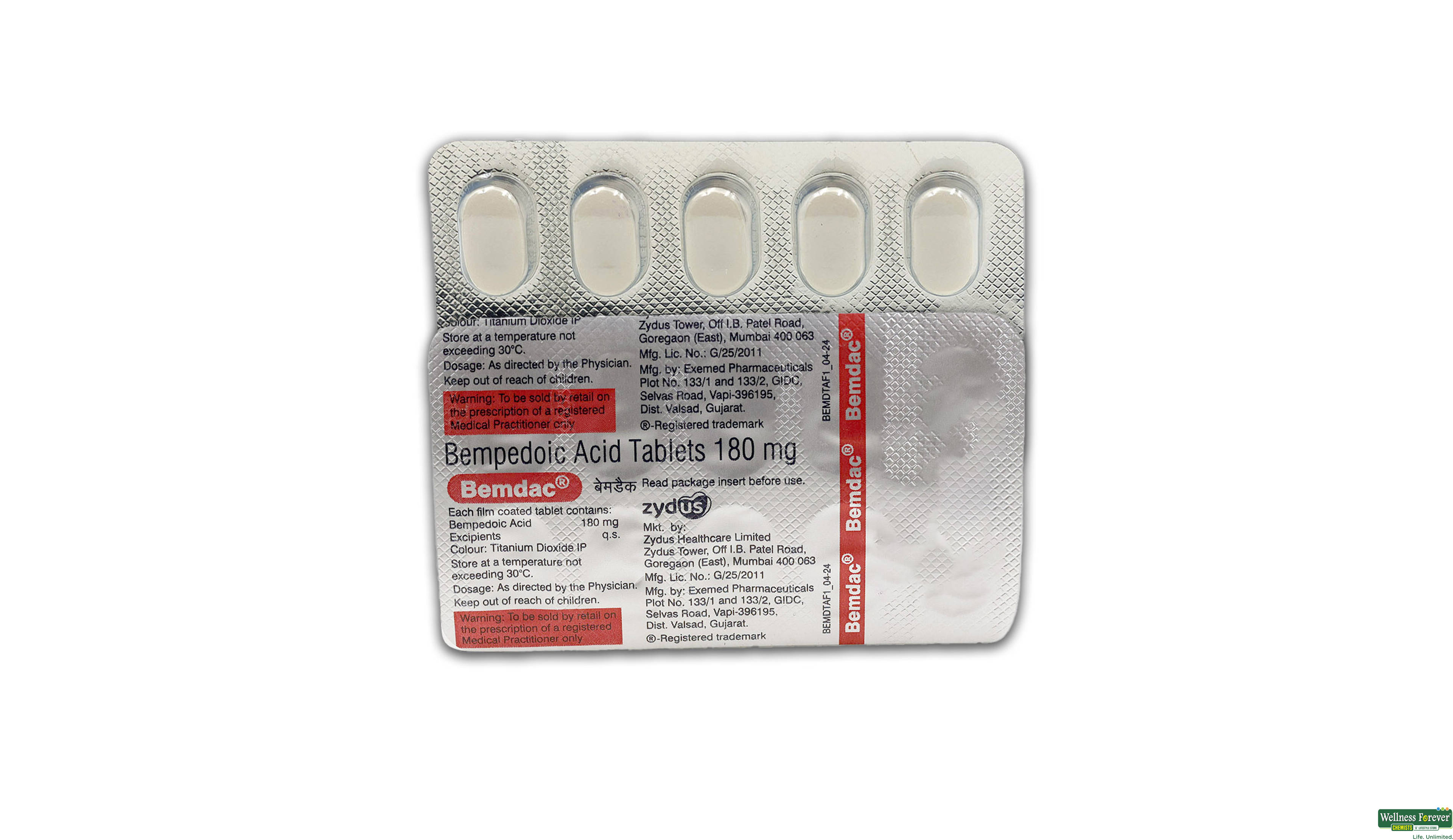BEMDAC 180MG 10TAB- 1, 10TAB, 