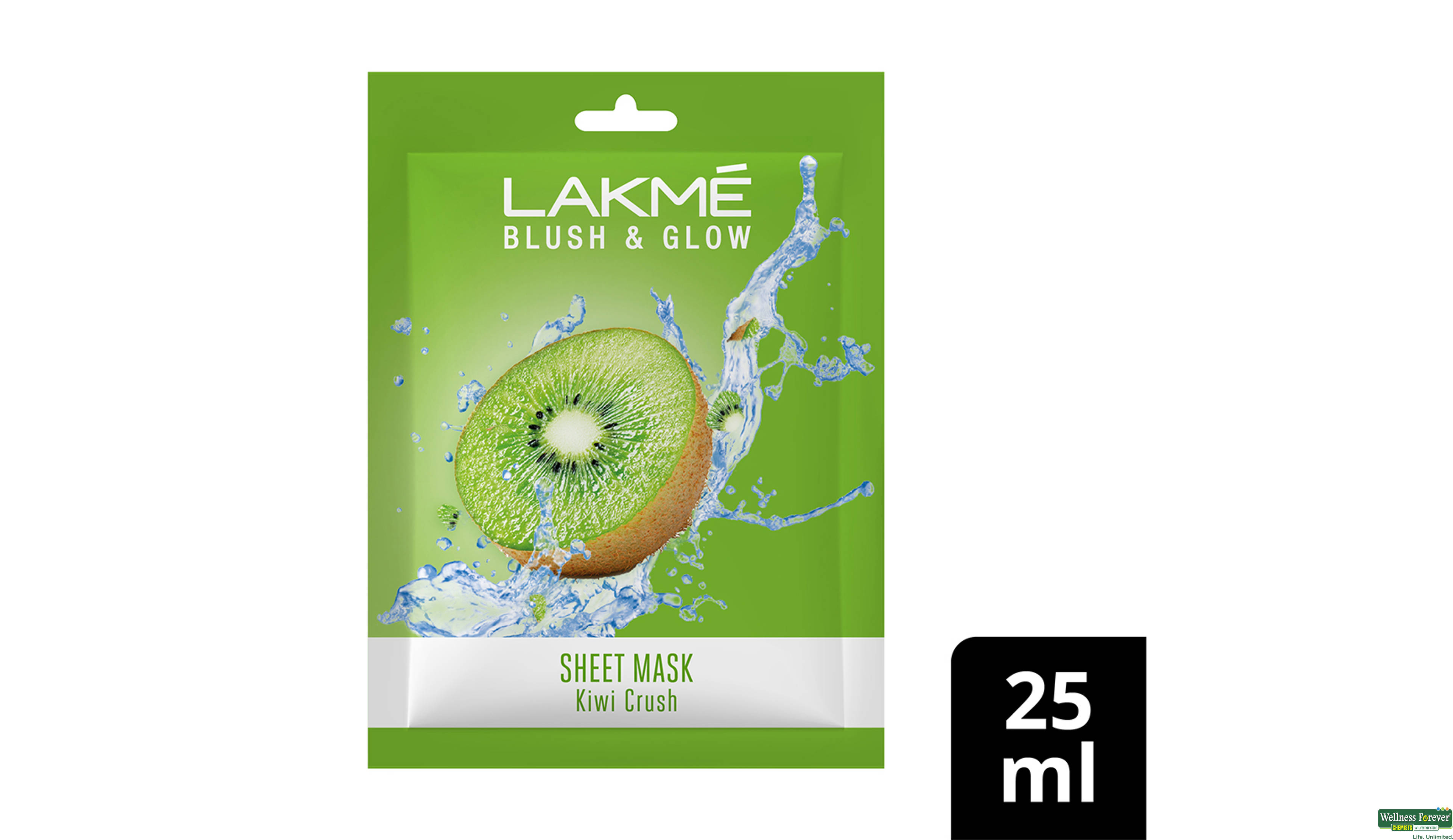 LAKME BLUSH & GLOW KIWI SHEET MASK 25 ML- 1, 20ML, 