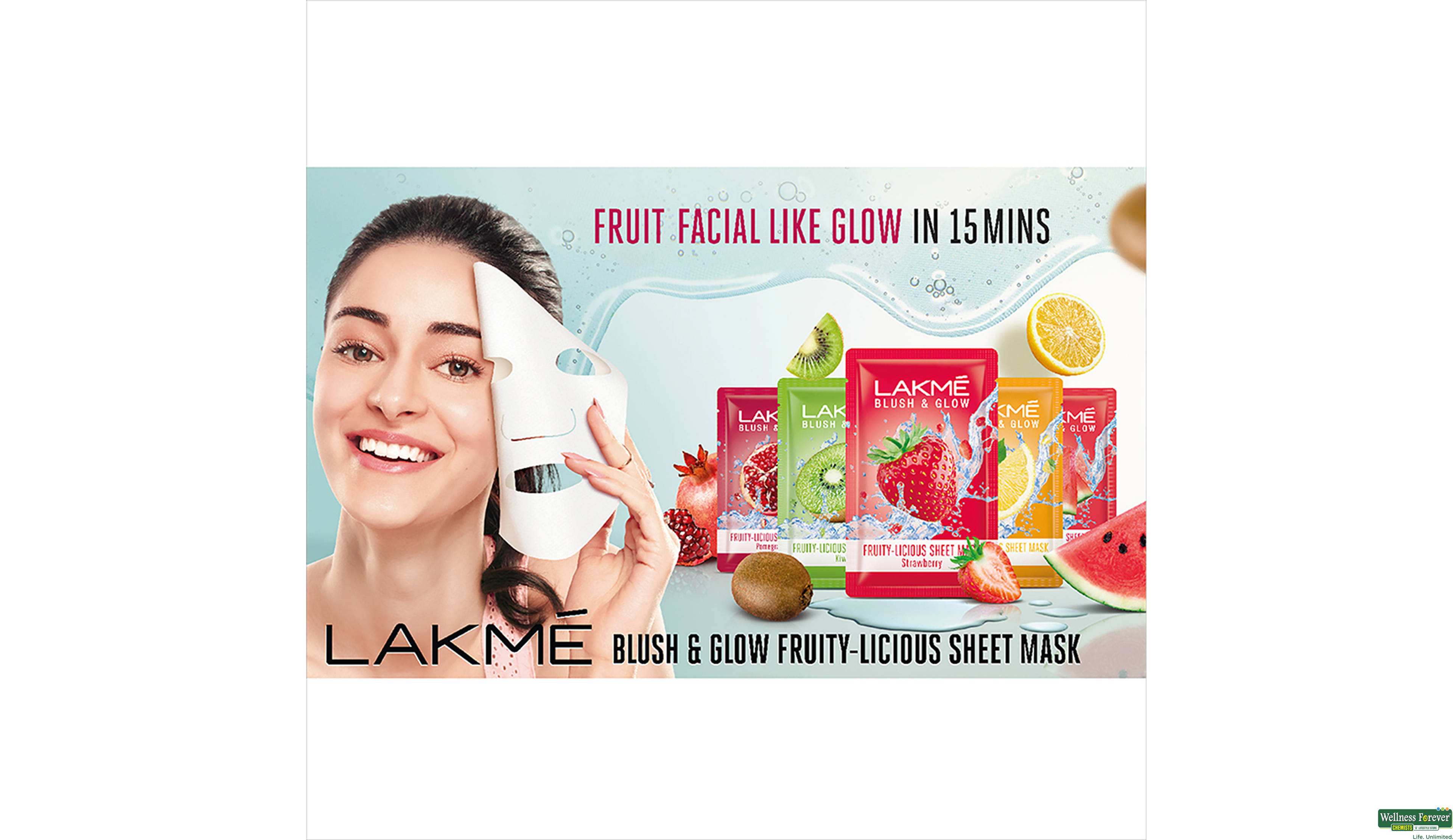 LAKME BLUSH & GLOW KIWI SHEET MASK 25 ML- 5, 20ML, 