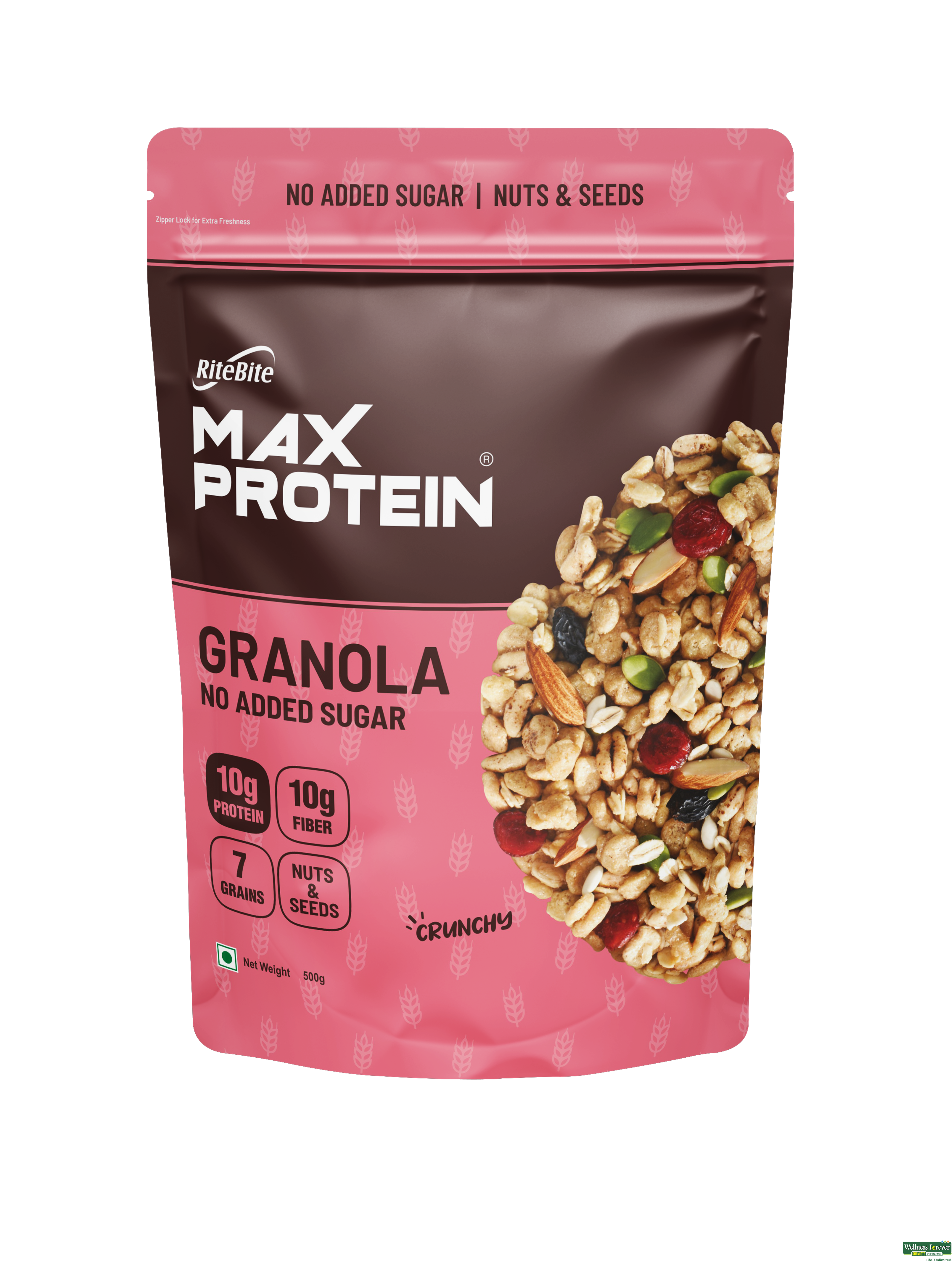 RiteBite Max Protein Muesli Munchies, Nuts & Seeds, 480 g-image