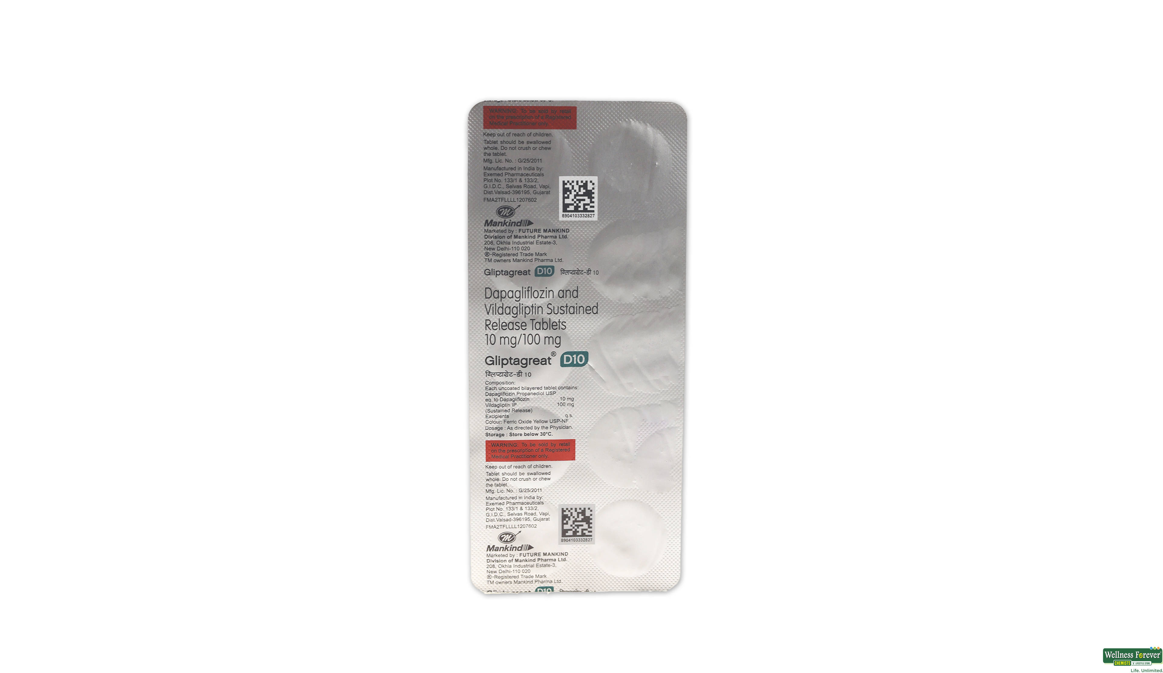 GLIPTAGREAT D 10MG 10TAB- 1, 10TAB, 