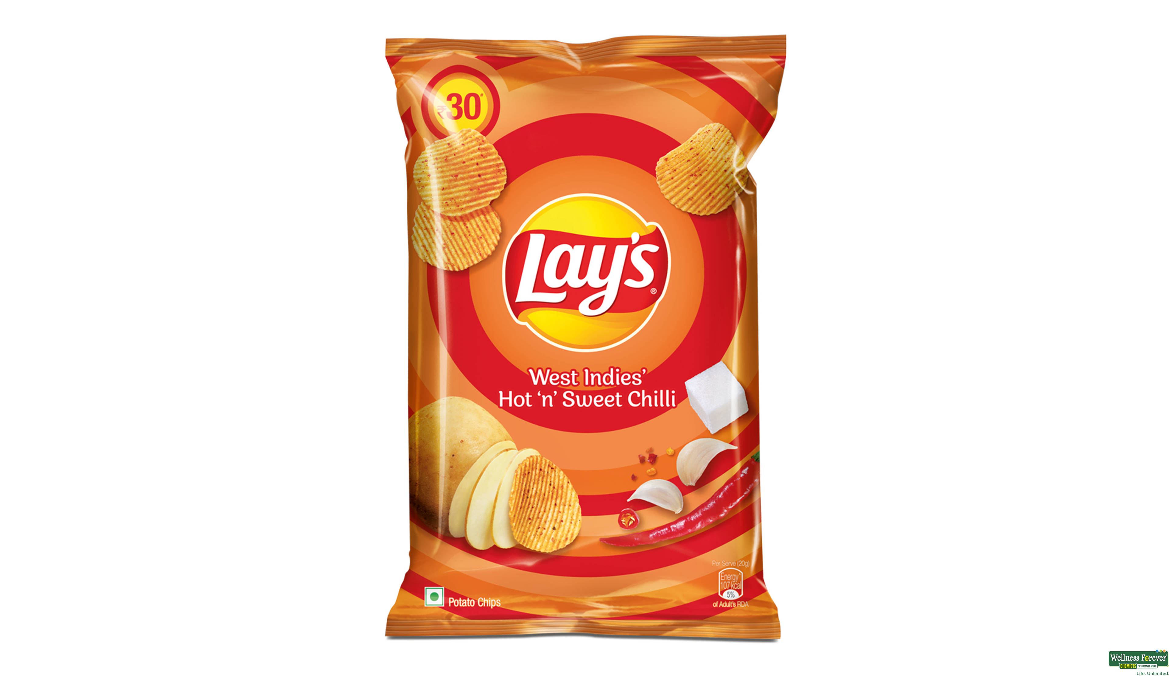 LAYS CHIPS WI HOT N SWEET CHILLI 73G/67G- 1, 67GM, 