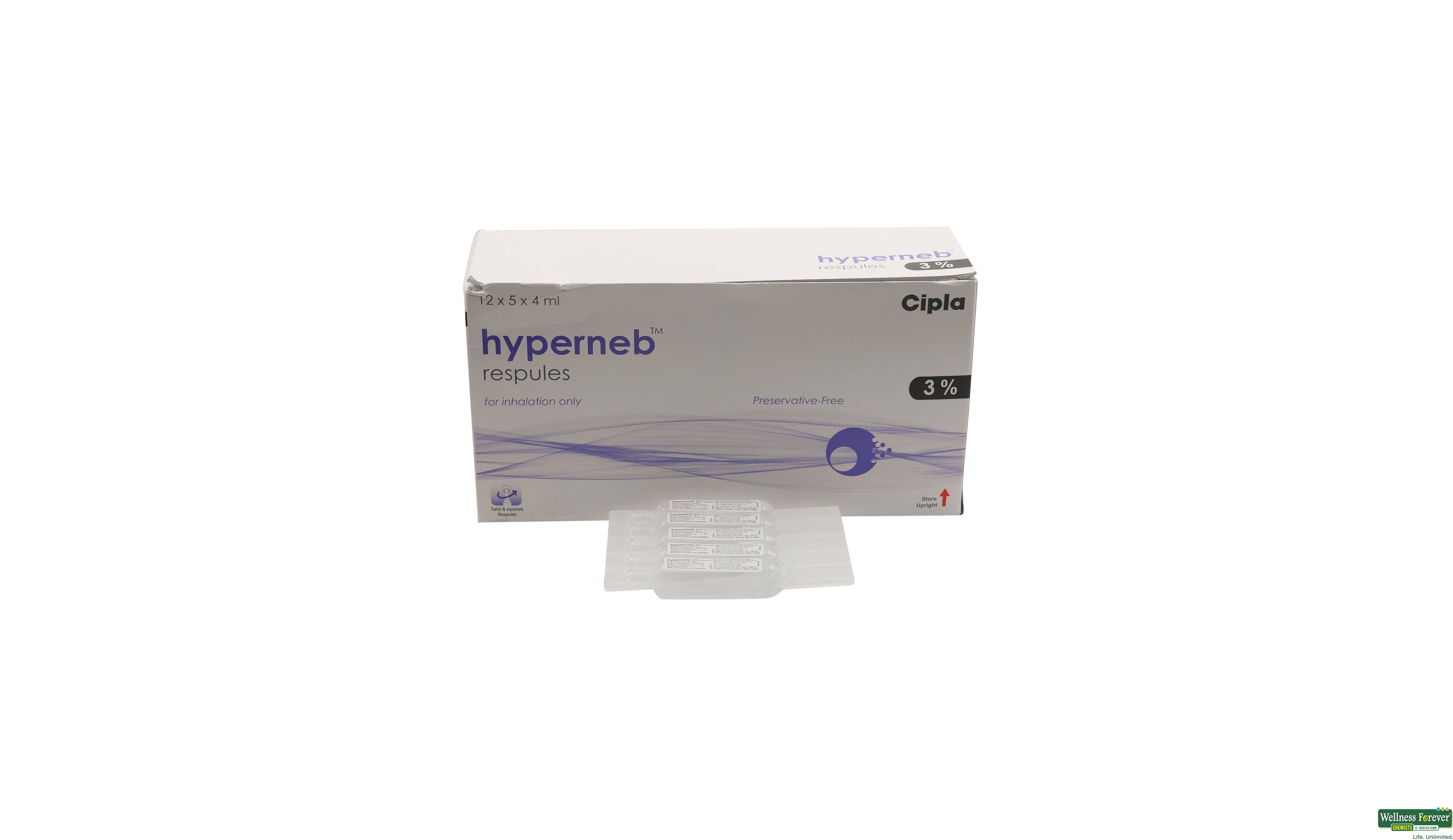 HYPERNEB 3% RESPULES 4ML- 4, 4ML, Helps in the liquefaction of mucus, making expectoration easier
Assists in hydrating dry respiratory passages
Can be used as a carrier for other nebulized medications
Single-use vials for hygiene and convenience