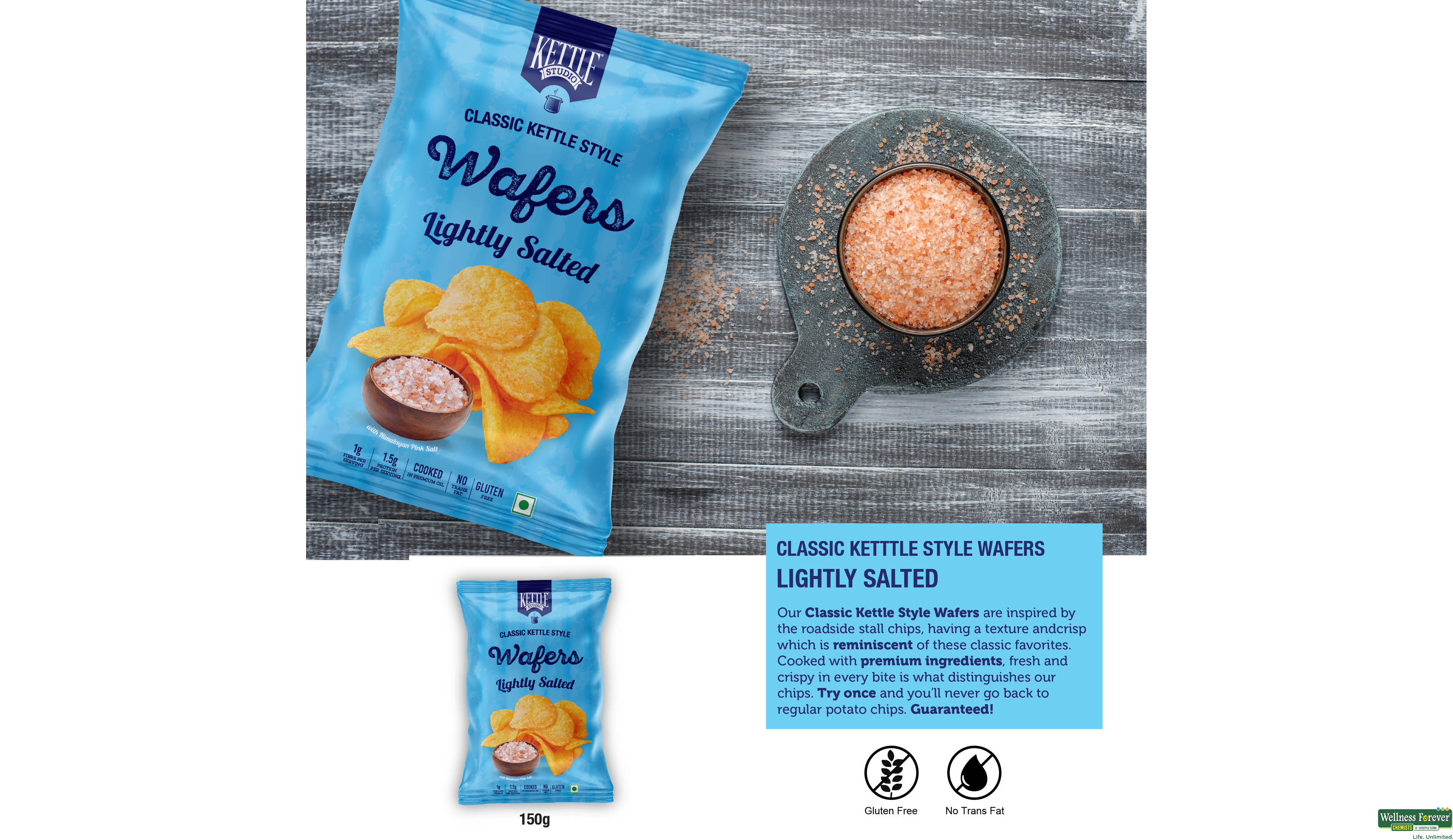 CLASSIC KETTLE STYLE WAFER LIGHTLY SALTED 140GM- 6, 140GM, 