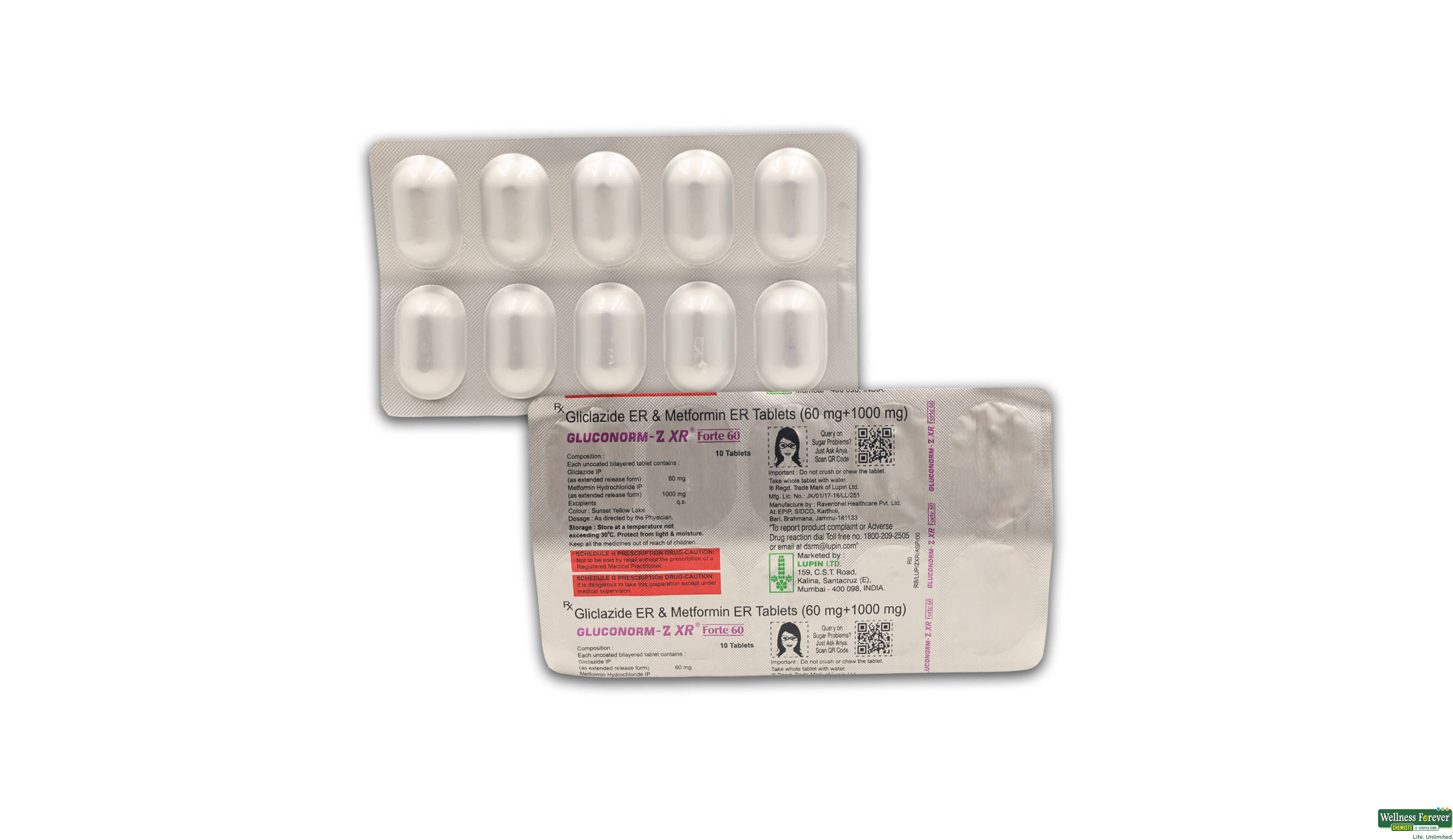 GLUCONORM Z XR FORTE 60MG 10TAB- 1, 10TAB, 