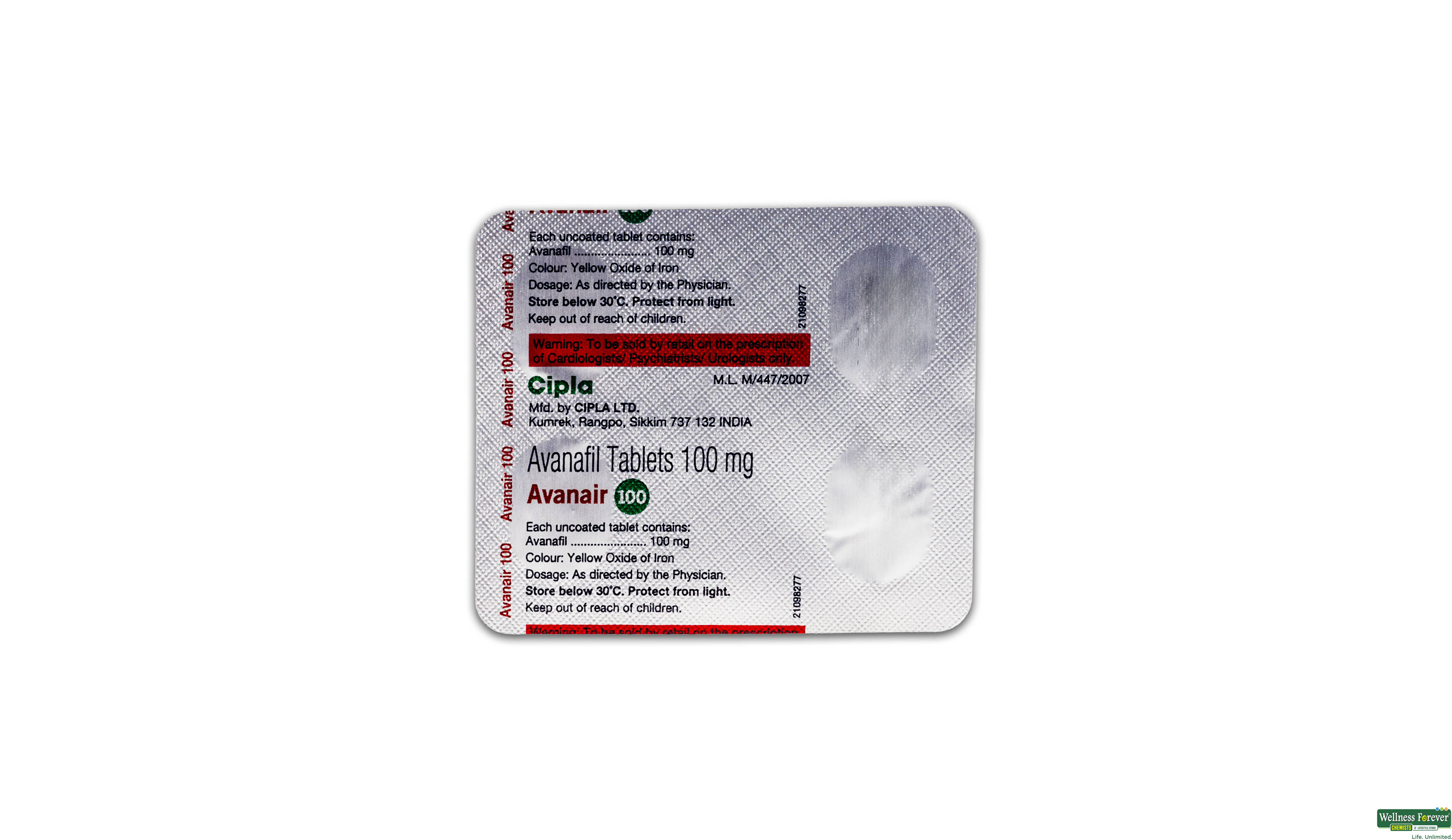 AVANAIR 100MG 4TAB- 3, 4TAB, 