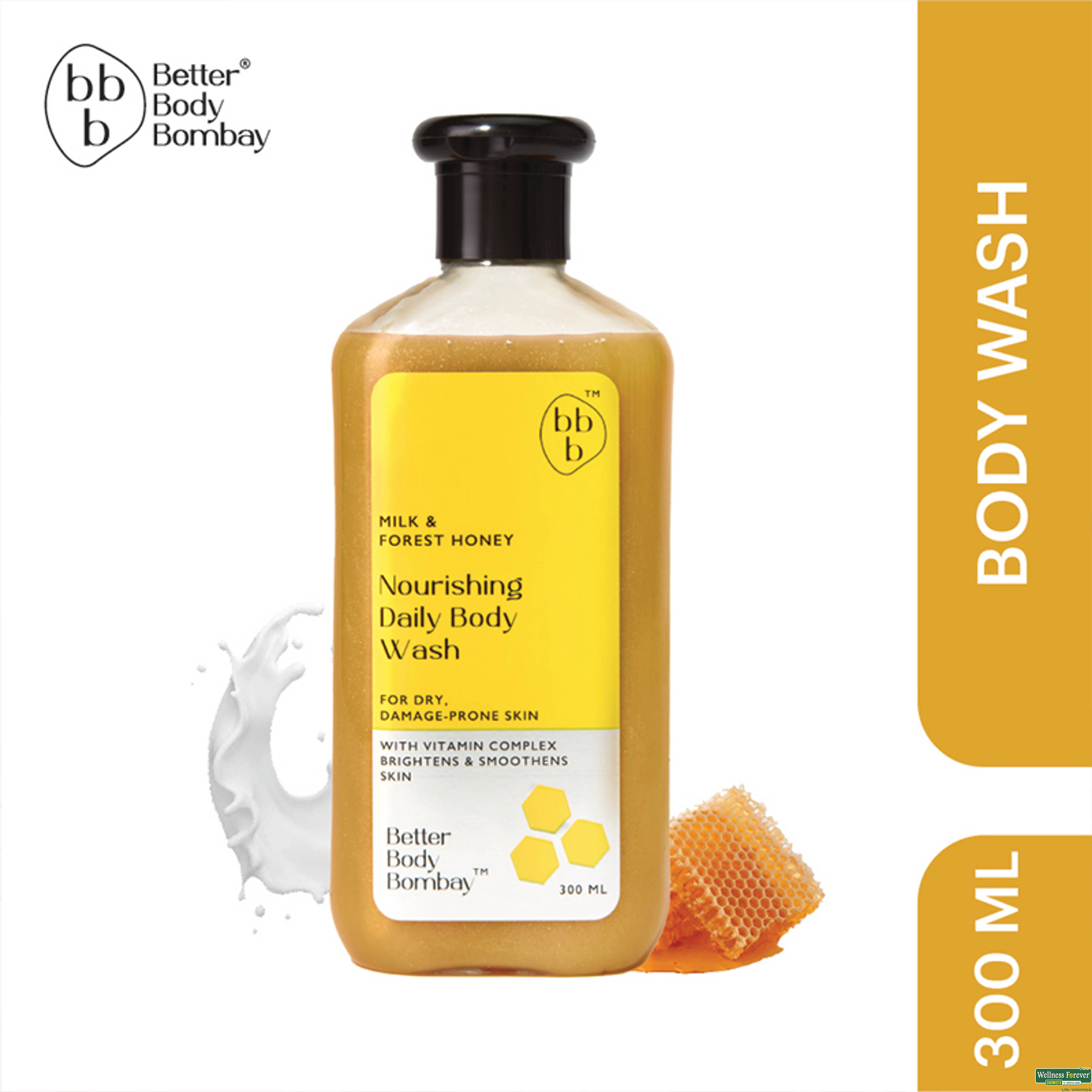 BBB Better Body Bombay Milk & Honey Nourishing Daily Body Wash, 300 ml-image