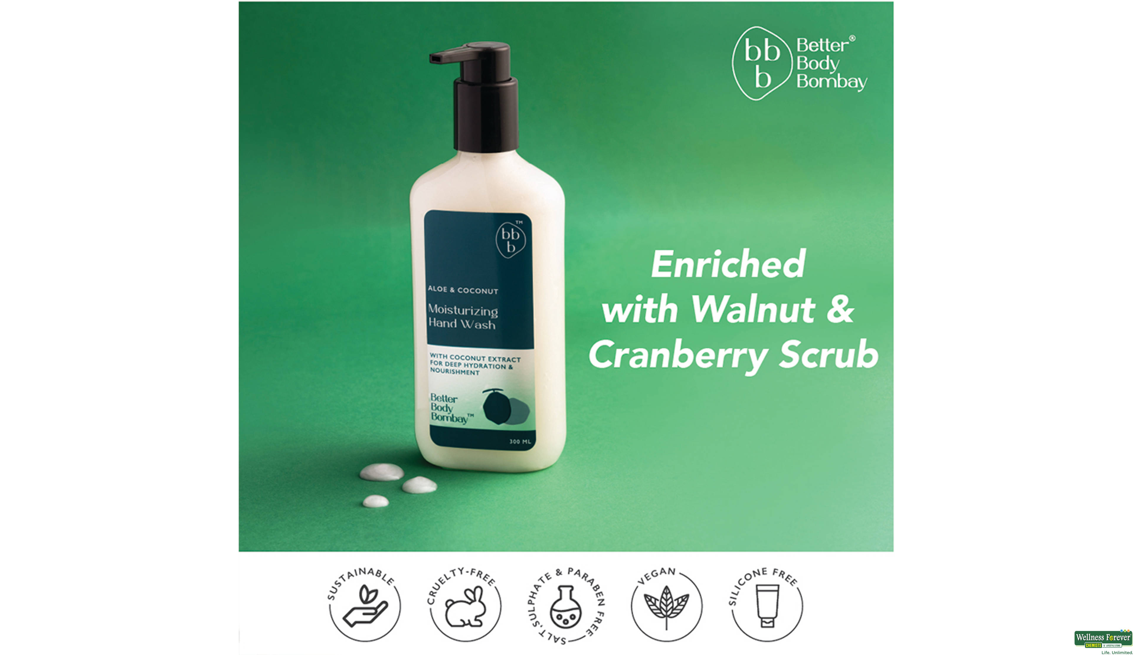 BBB H/WASH ALOE & COCONUT MOISTURIZING 300ML- 3, 300ML, 