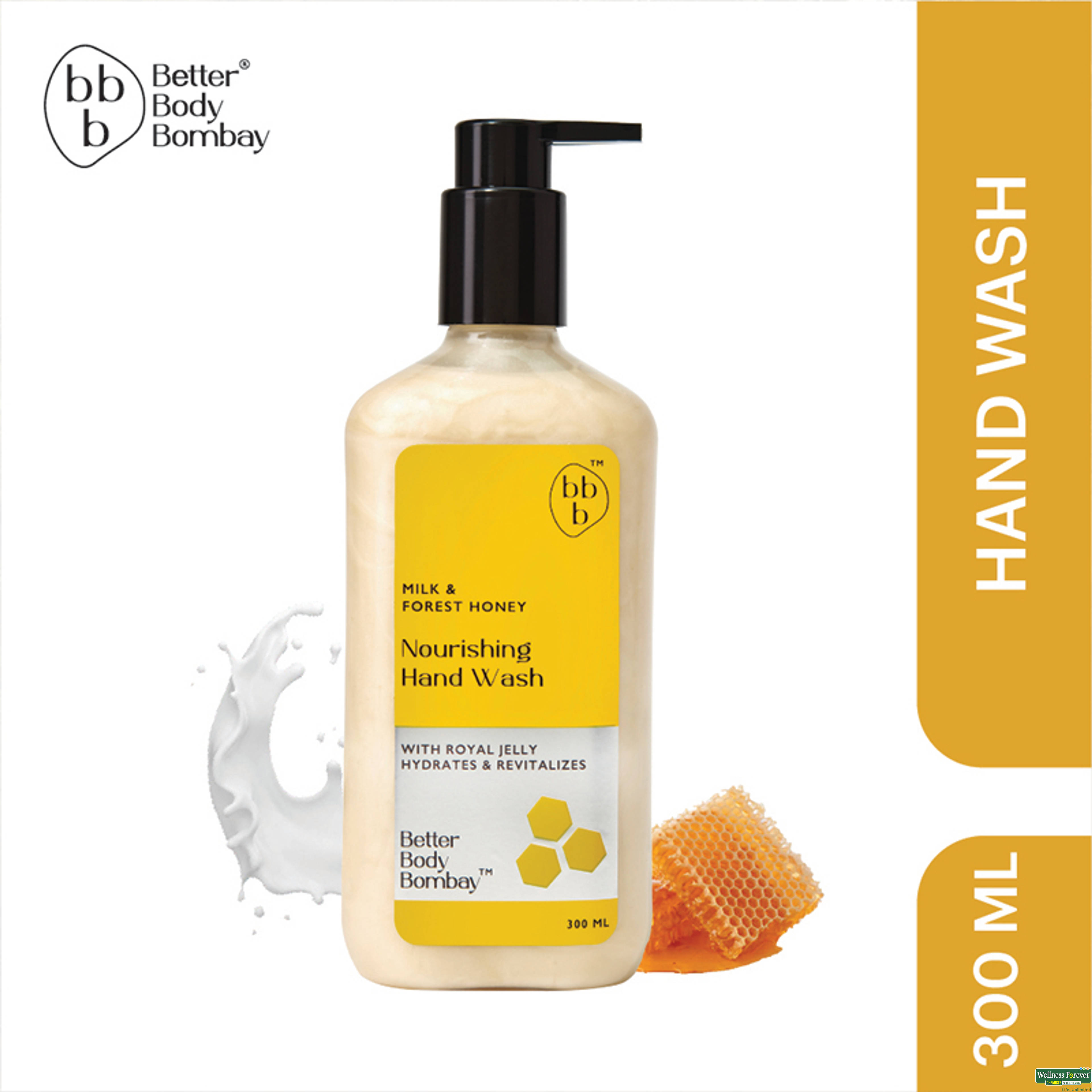 BBB H/WASH MILK & HONEY 300ML-image