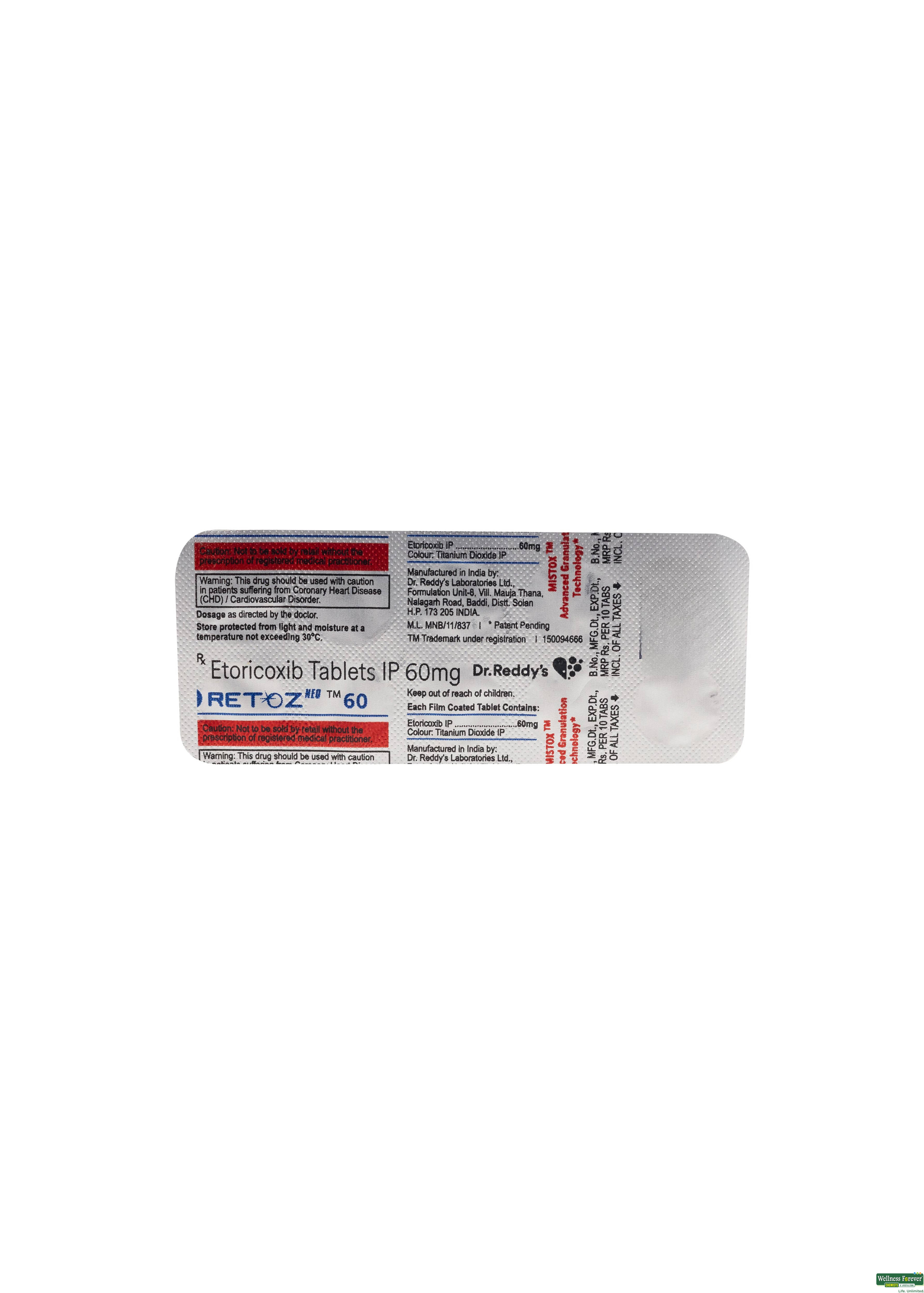 Retoz Neo 60Mg 10 Tablets-image