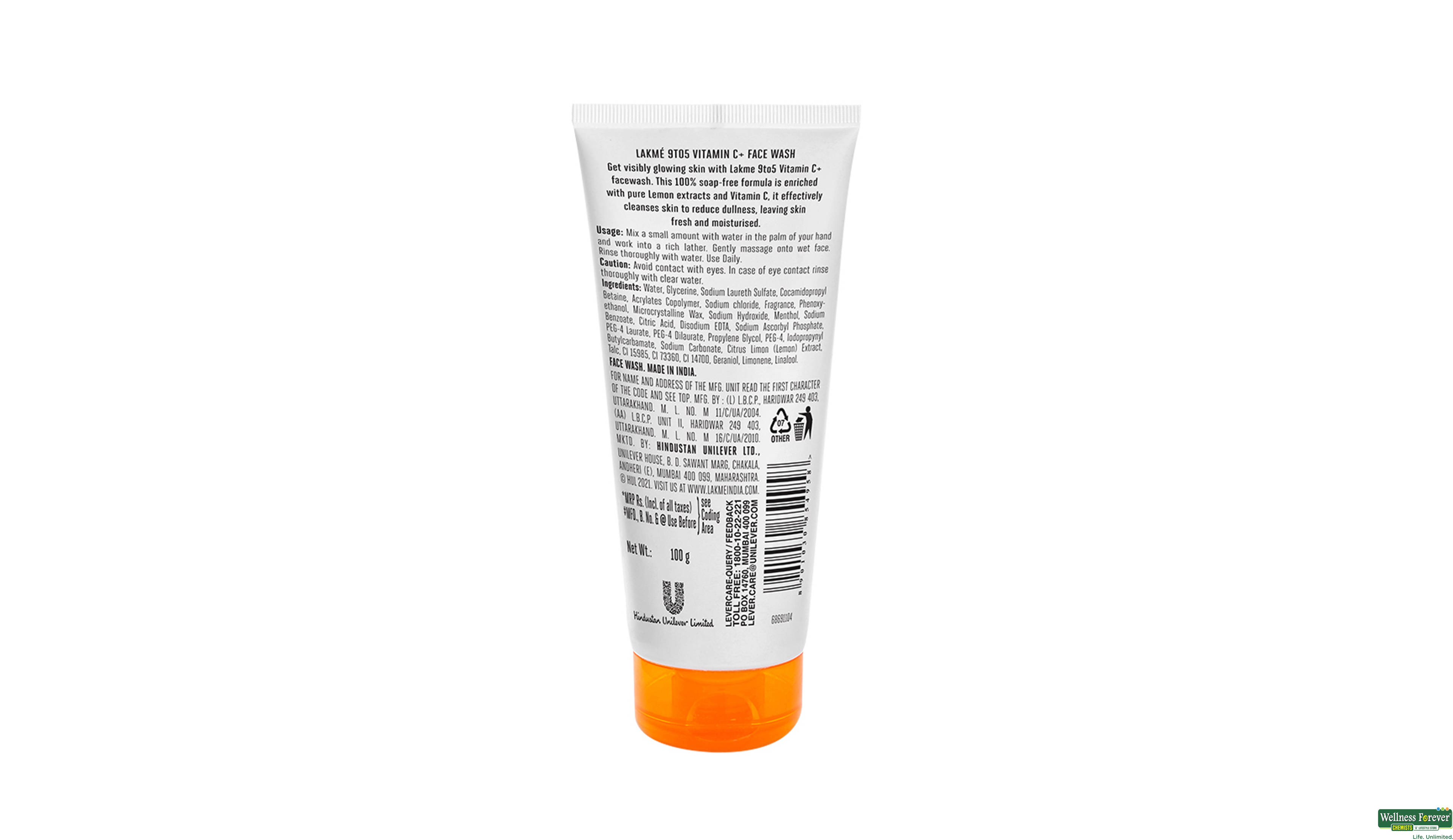 LAKME 9TO5 VITAMIN C F/WASH 100GM- 3, 100GM, 