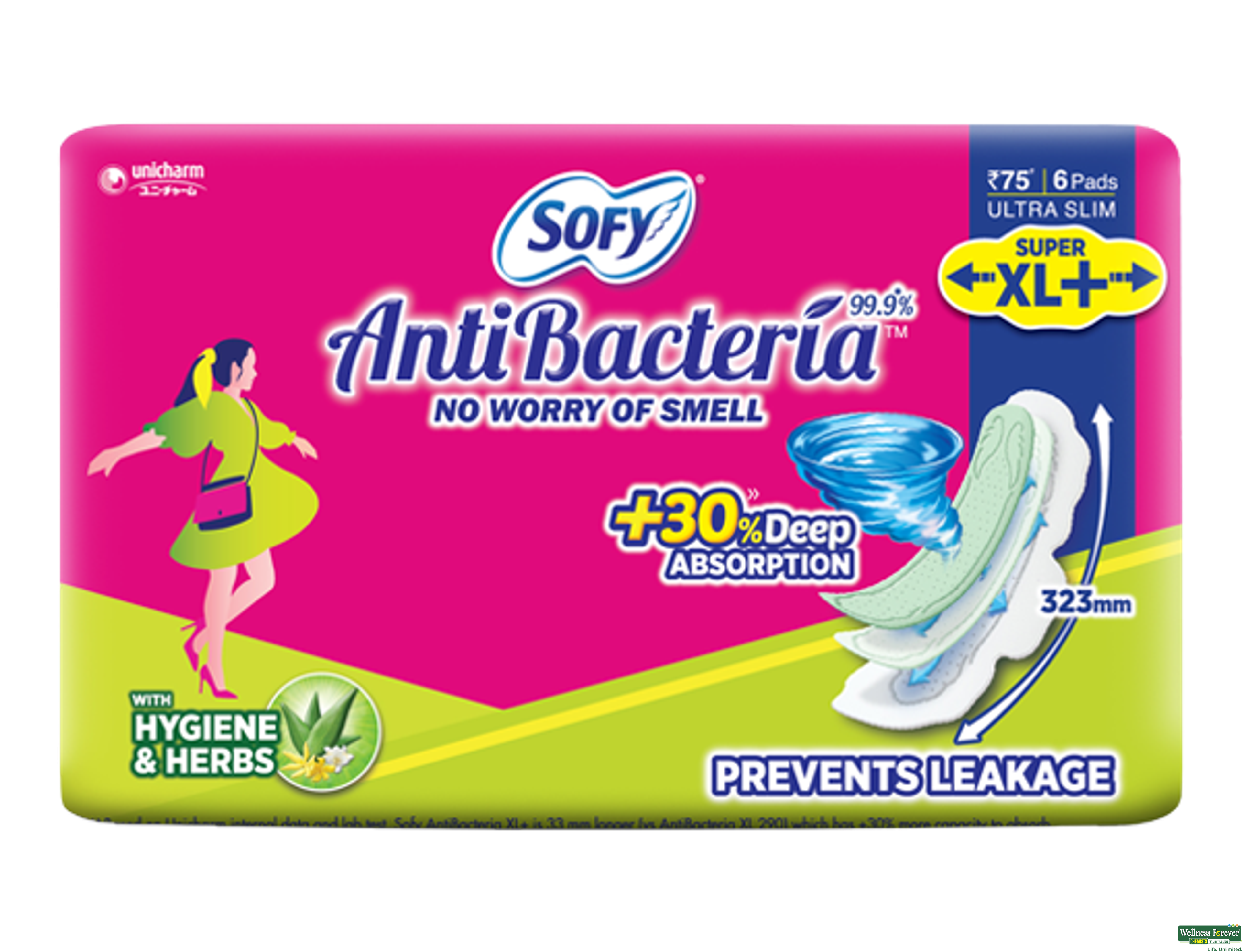 Sofy Sanitary Pad Antibacteria Super Xl+, 6 Pieces-image