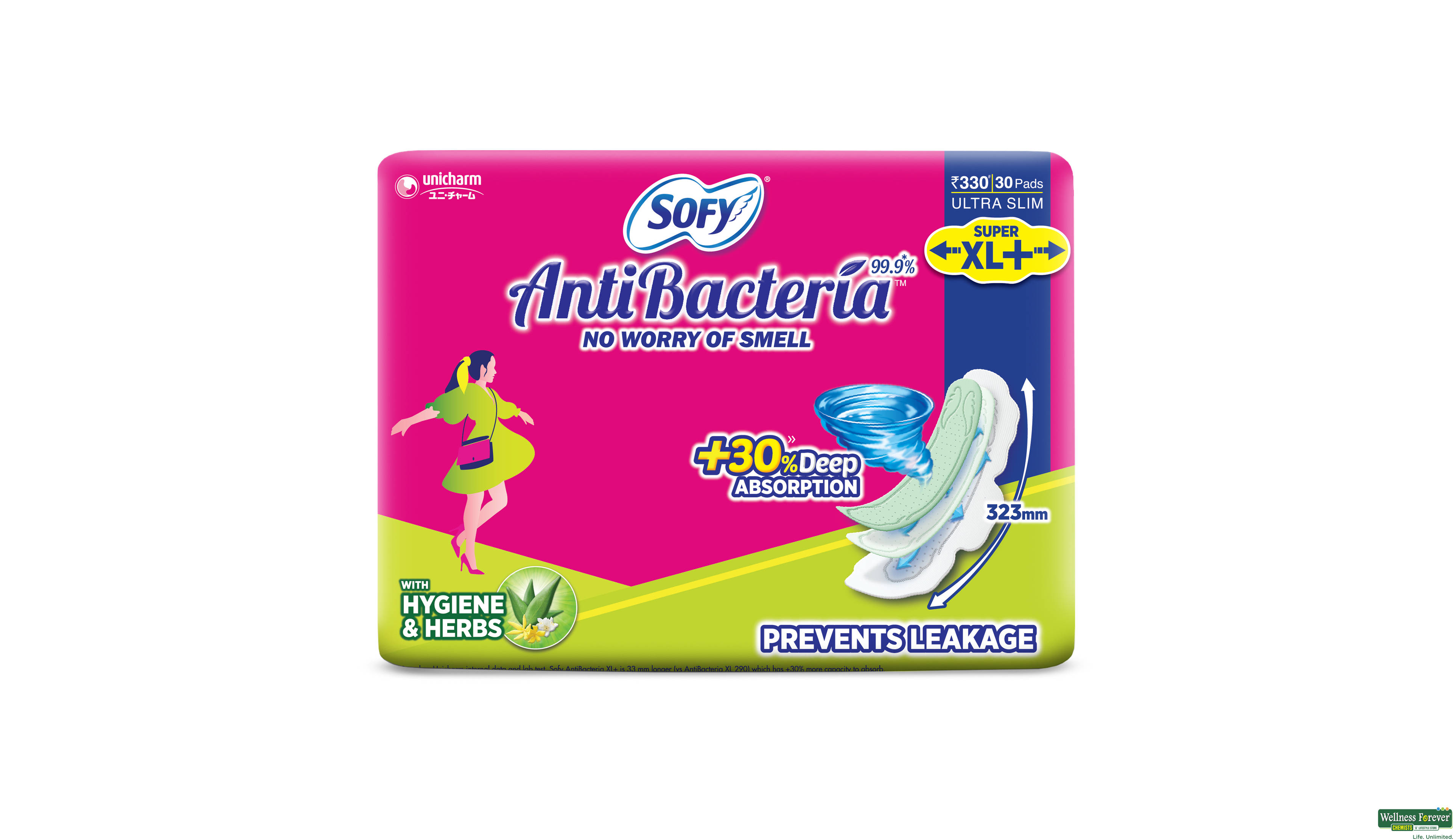 SOFY SA/PAD ANTIBACTERIA SUPERXL+ 30 PAD- 1, 30PC, 