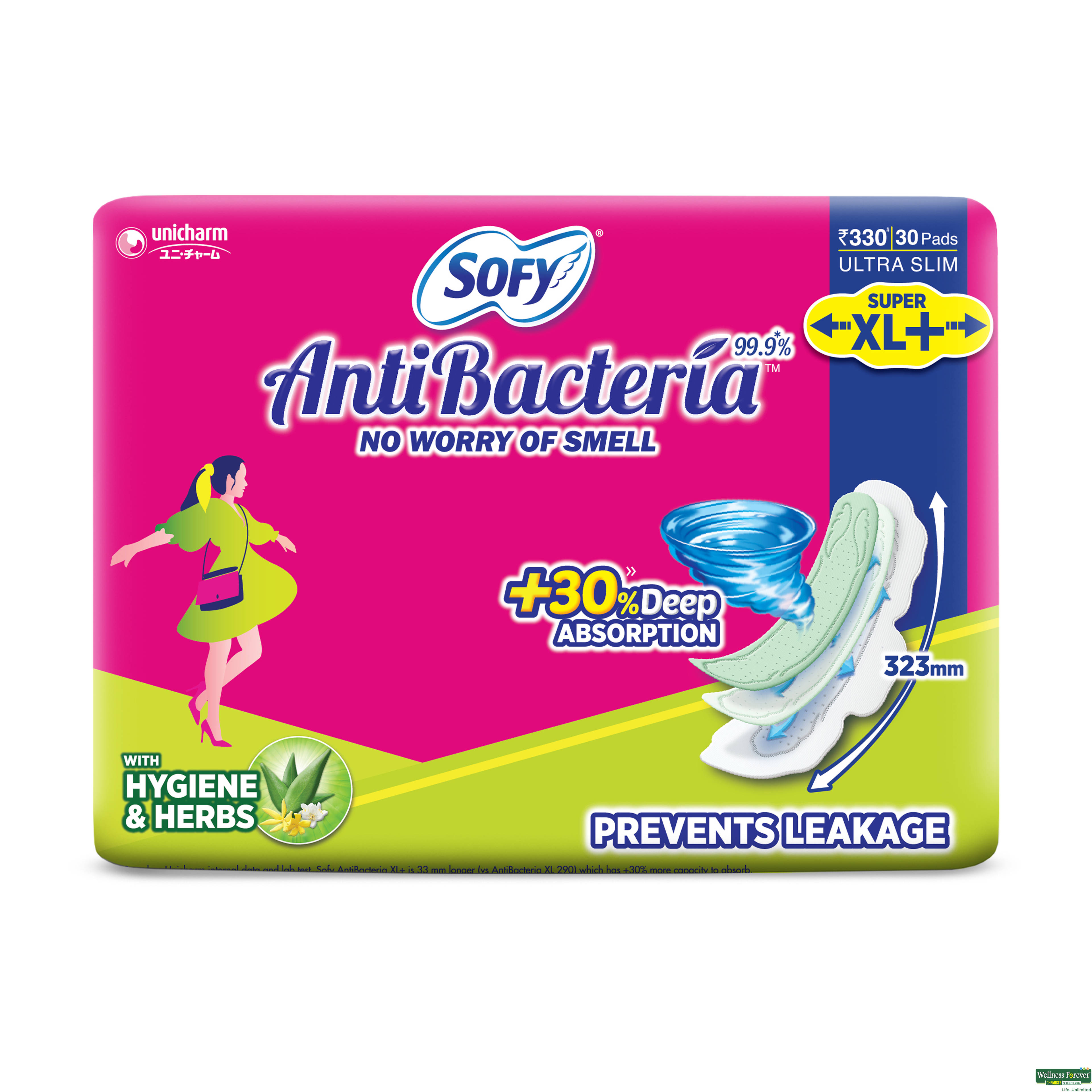 Sofy Sanitary Pad Antibacteria Super Xl+, 30 Pieces-image