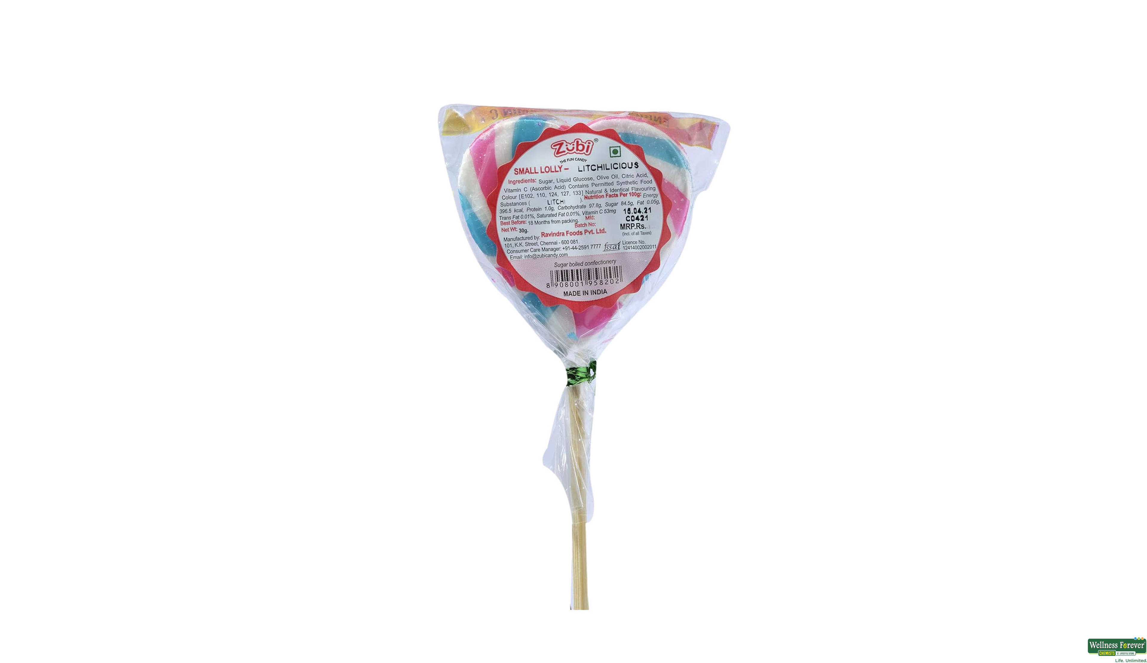 ZUBI LOLLIPOP SWIRL SMALL 30GM- 2, 30GM, 