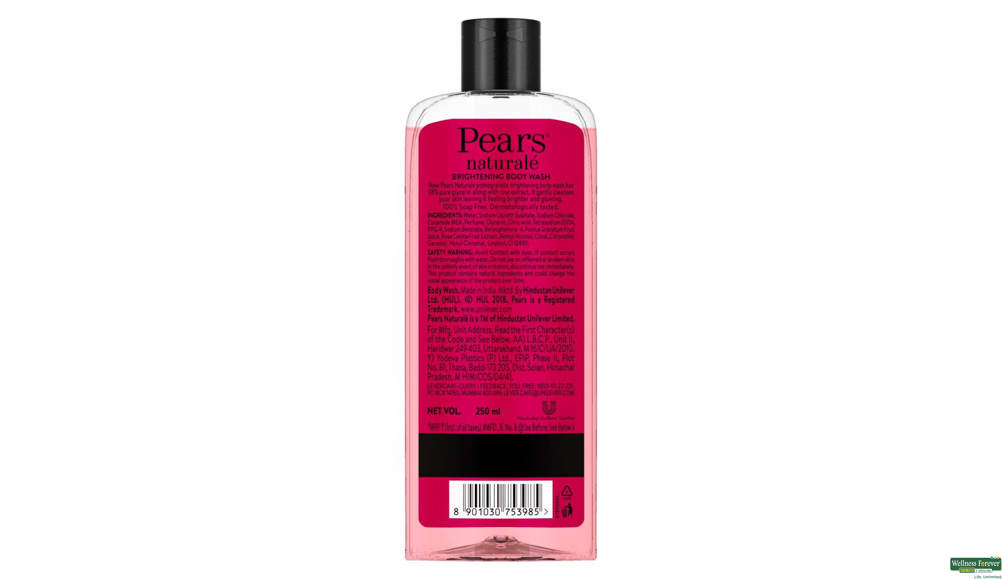 PEARS B/WASH NATURALE POMEGRANATE 250ML- 3, 250ML, 