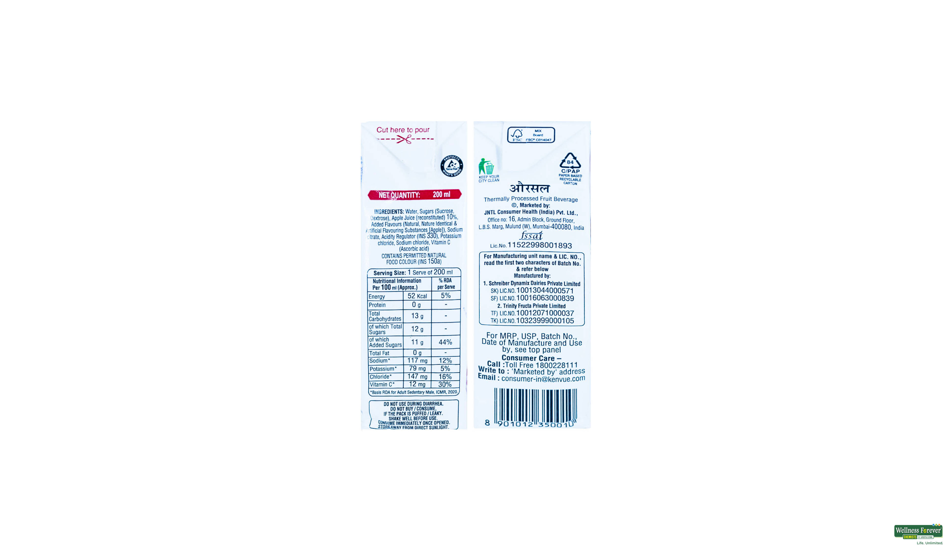 ORSL APPLE DRINK REHYDRATE 200ML- 2, 200ML, 