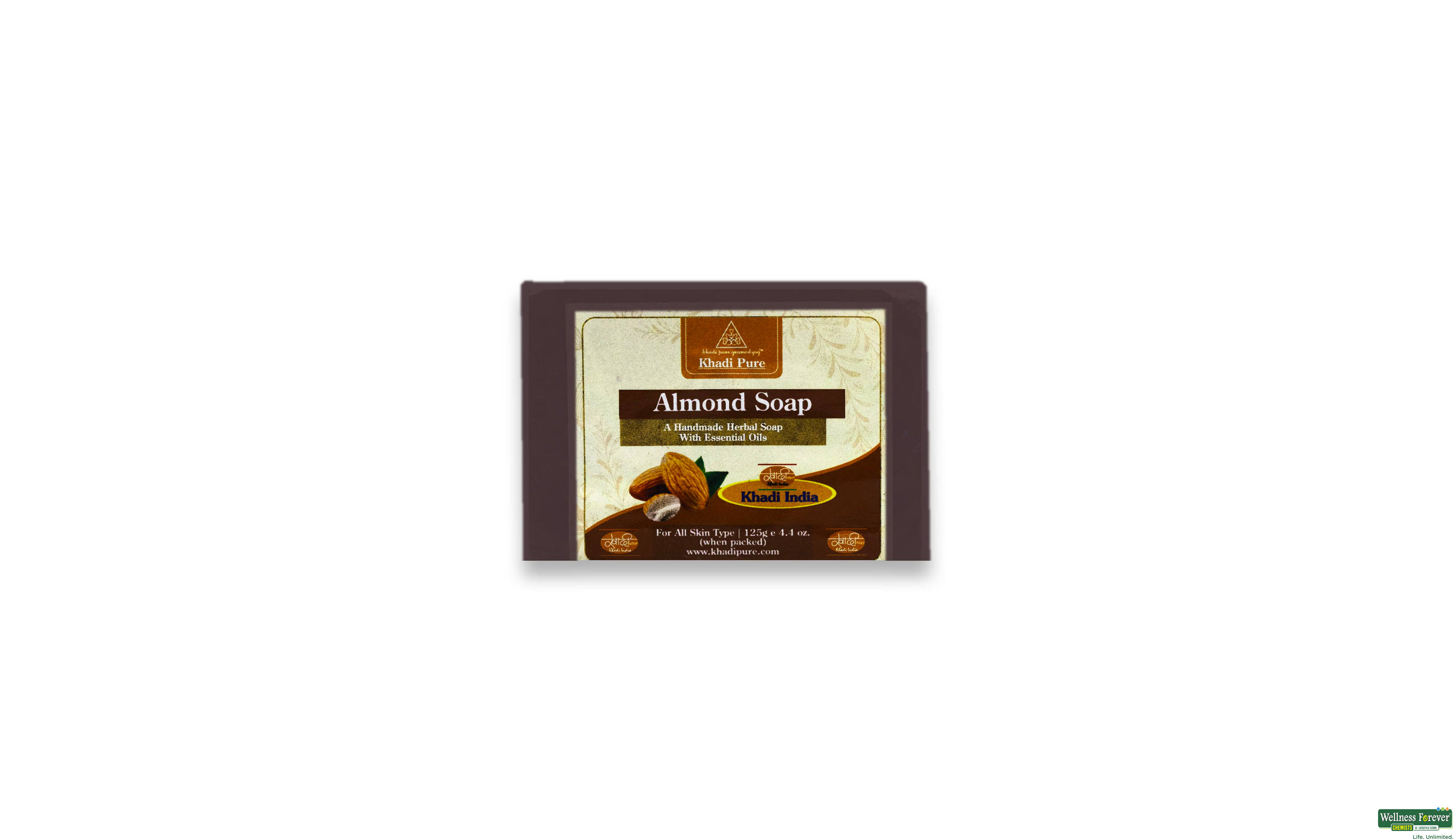 KHADI PURE ALMOND SOAP 125GM- 1, 125GM, 