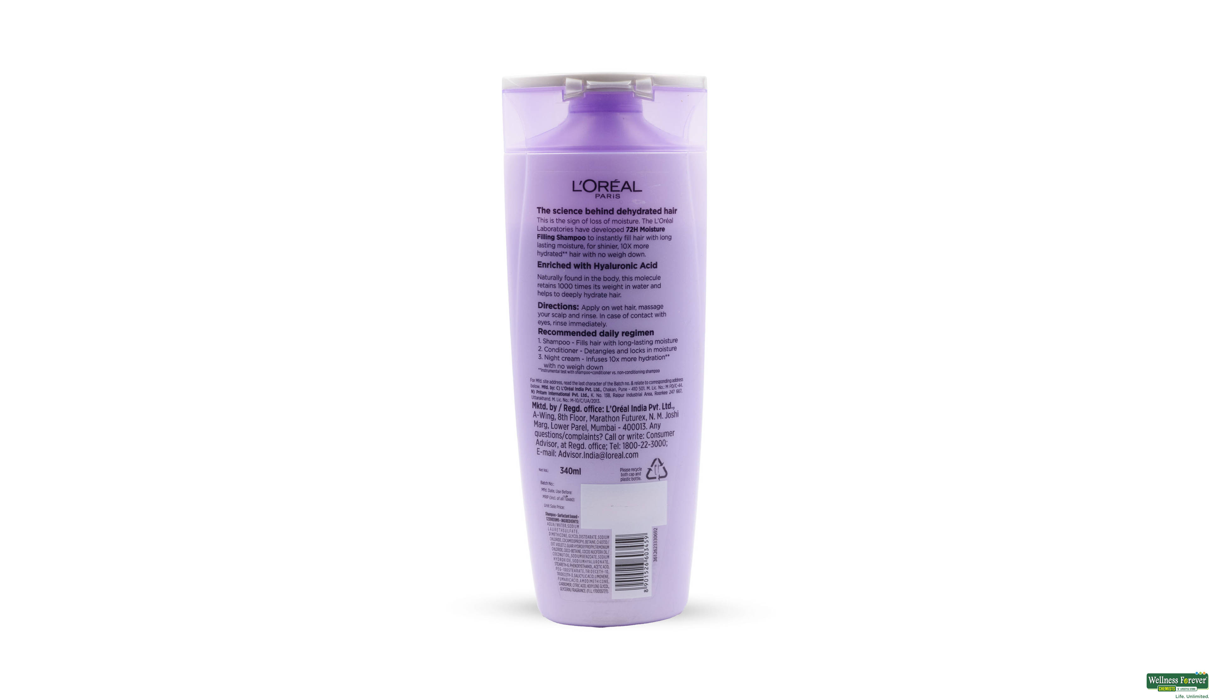 LOREAL PARIS HA MOIST 72H SHAMPOO 340ML- 2, 1PC, 